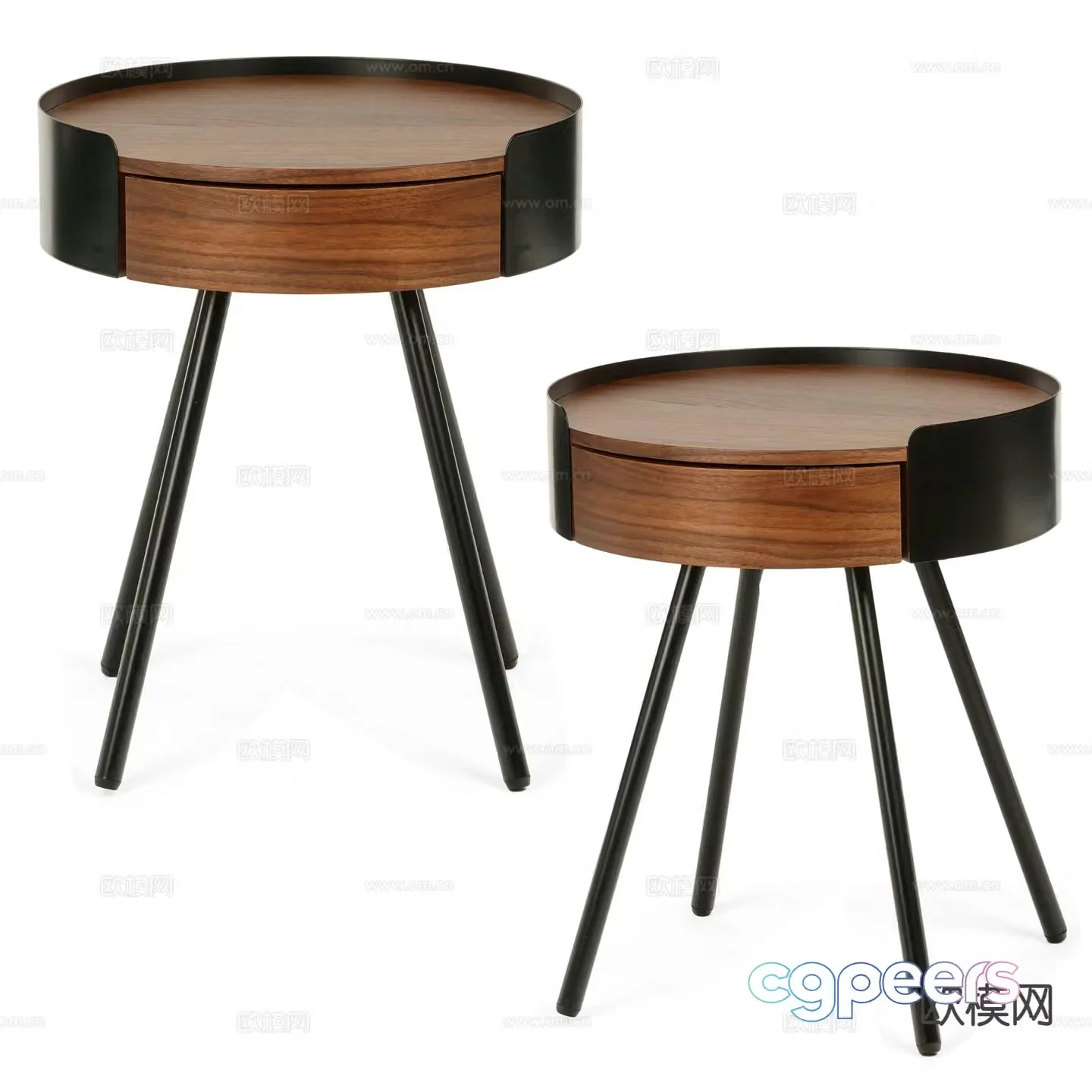 Modern bedside table round table 3d model