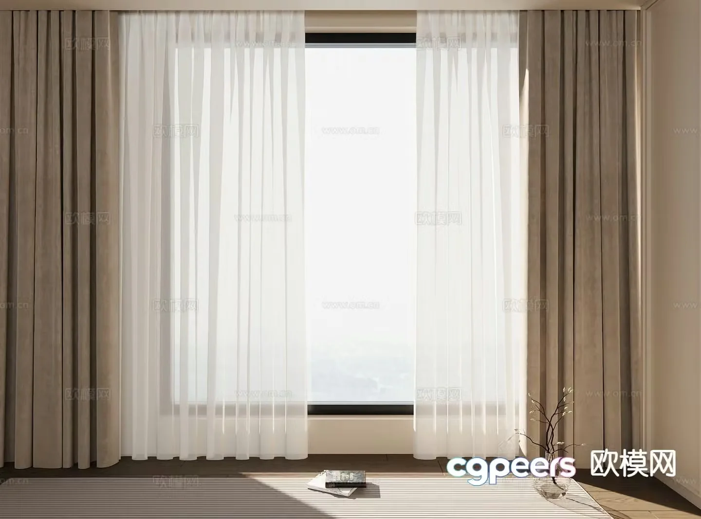 Modern gauze curtains curtains 3d model