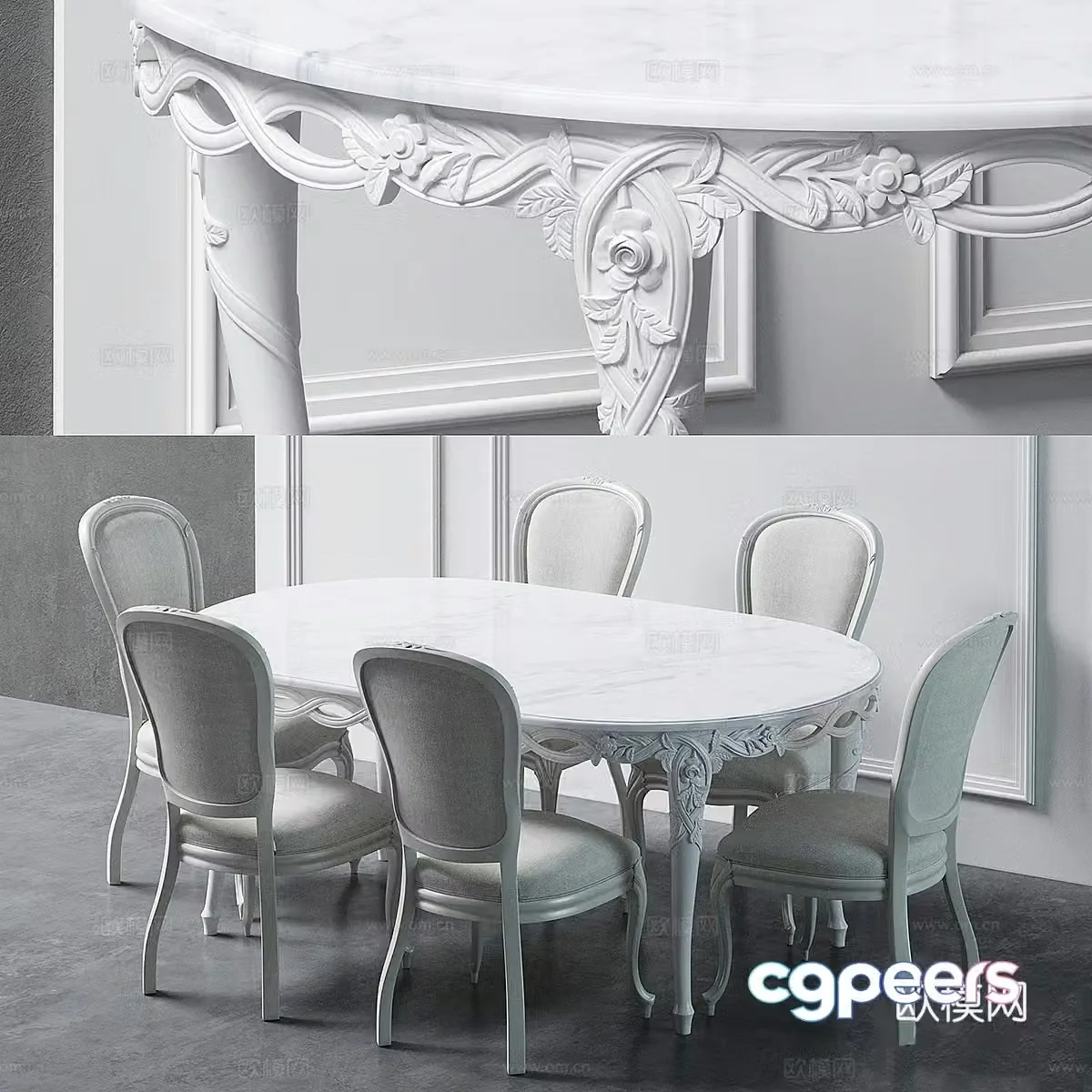 Dining table and chair 3d model