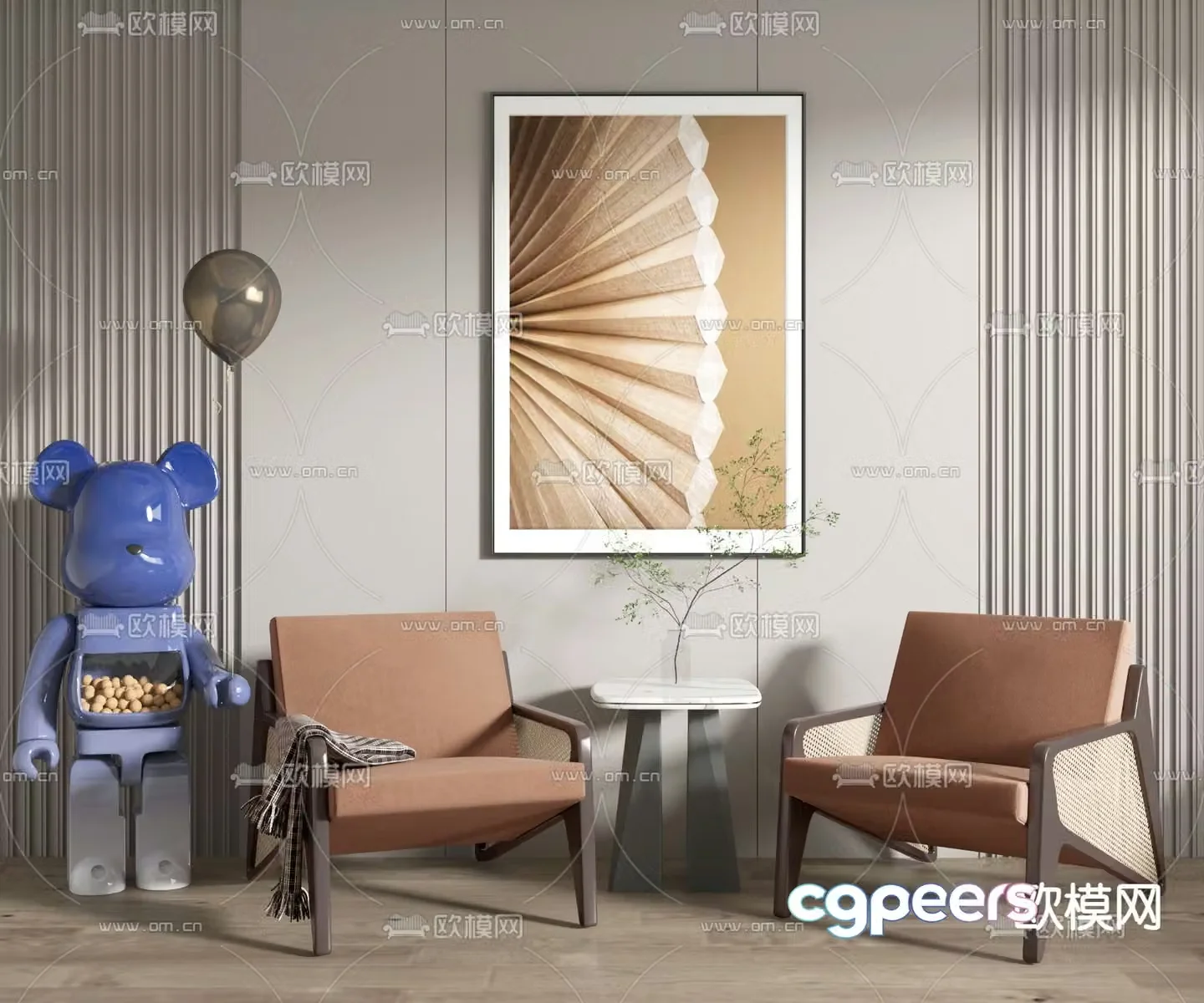 Modern bamboo leisure chair 3d model