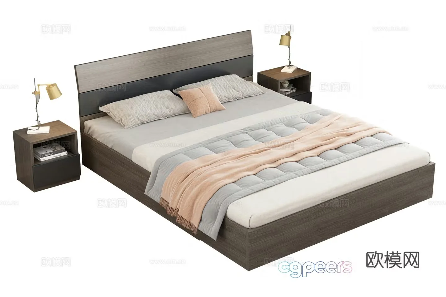 Nordic double bed 3d model