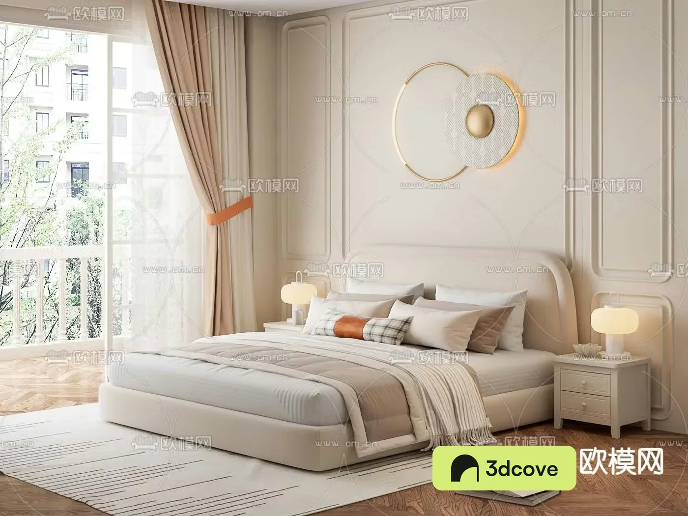 Cream style double bed