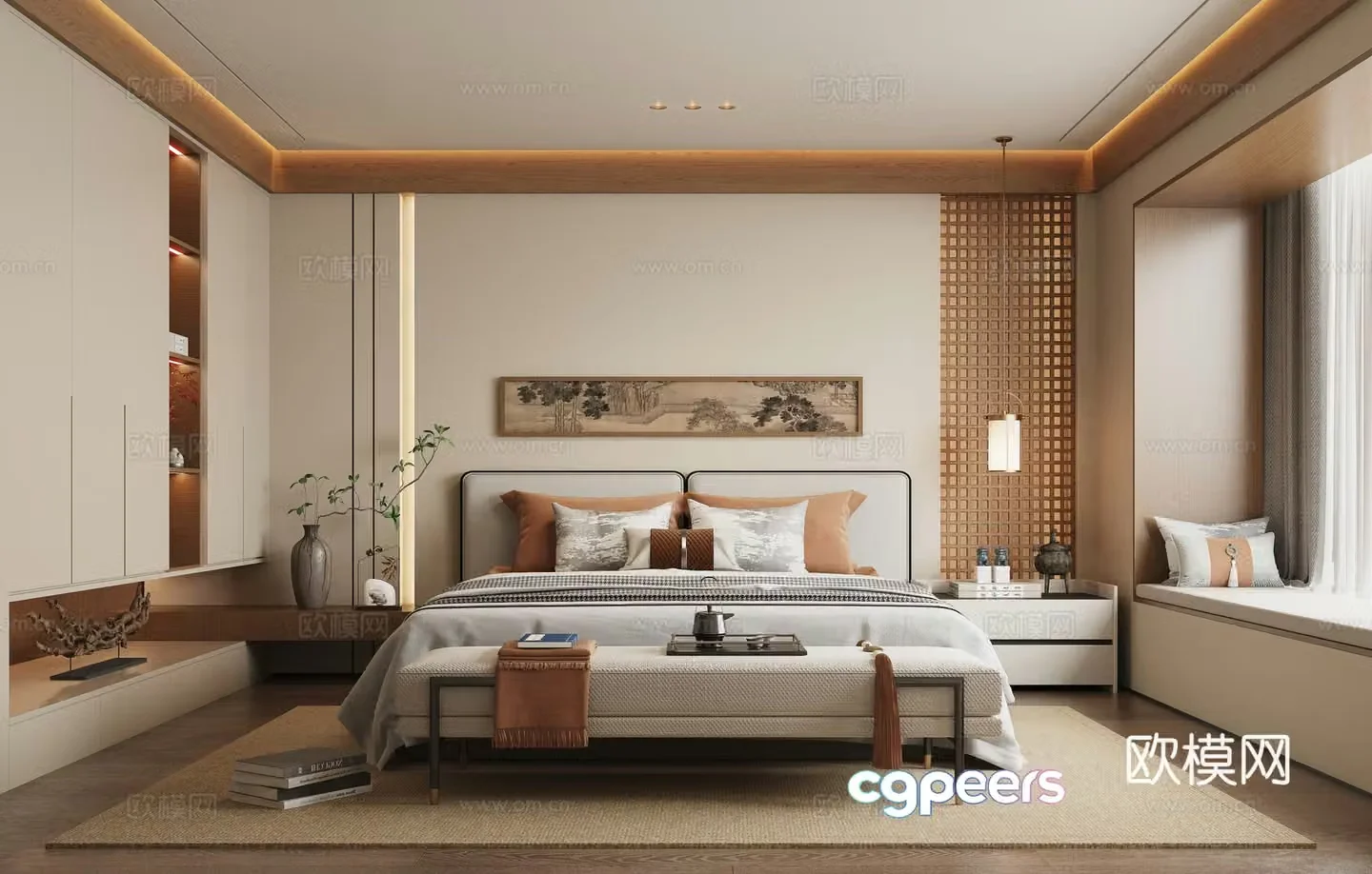 New Chinese style bedroom master bedroom 3d model