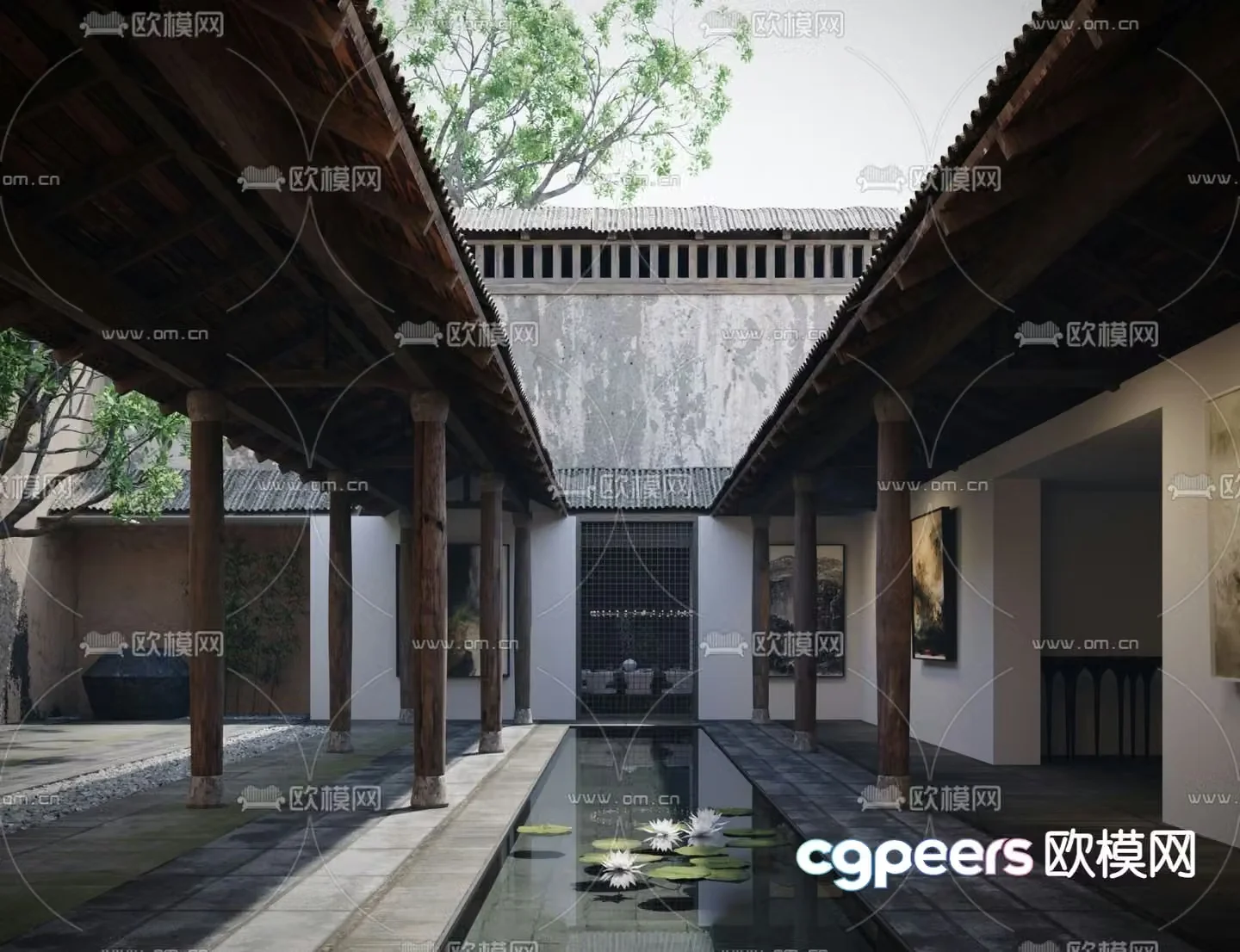 B&B architecture landscape yard 3d model