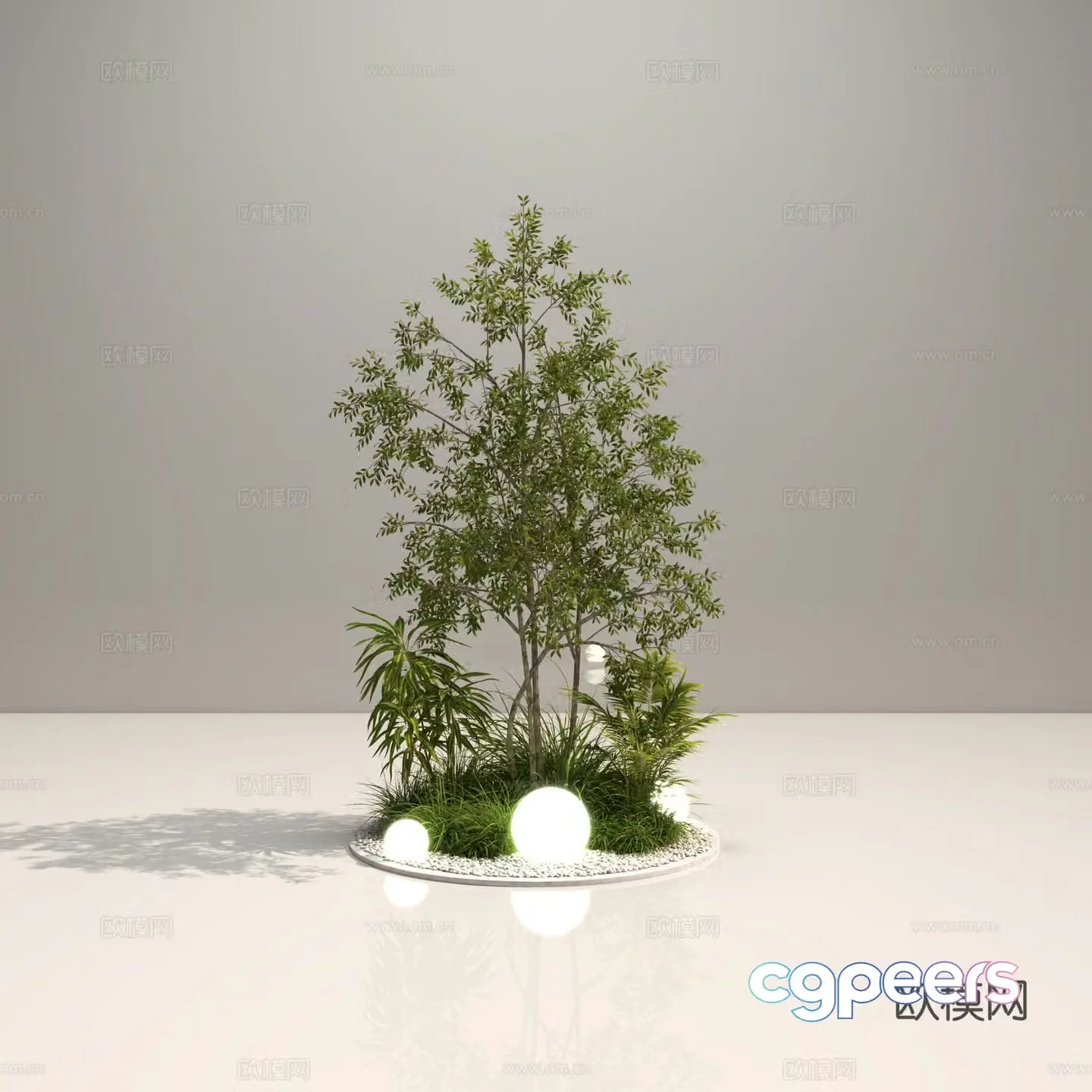 Small courtyard landscape small exhibition hall landscape small green plant landscape small potted bonsai green plant 3D model