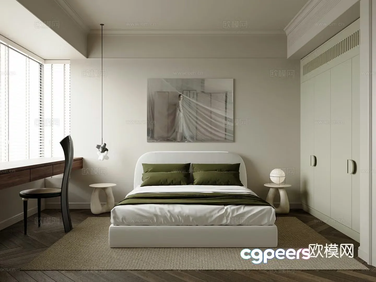 Modern medieval bedroom 3d model