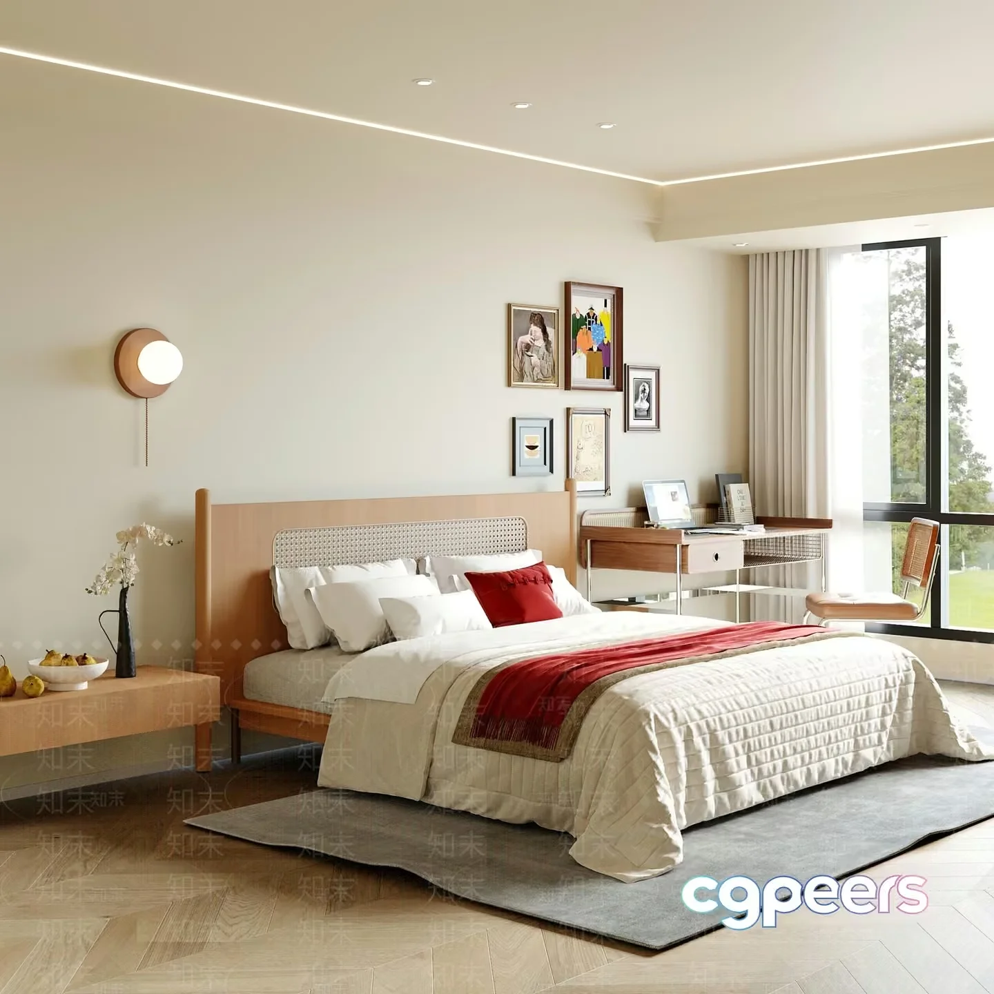 Modern Bedroom Setup 3D Model – 1129 – CORONA Render