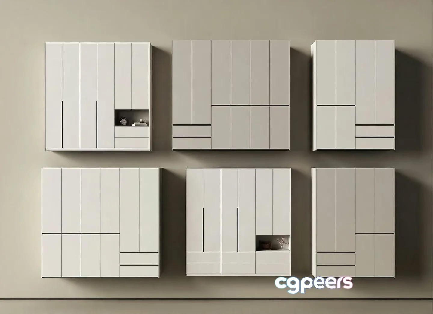 Modern White Cabinets 3D Model – 15646 – VRAY Render