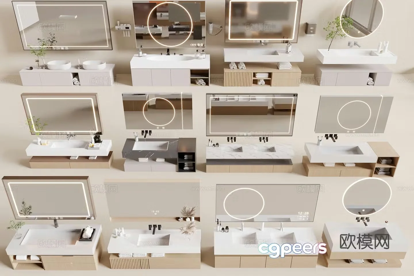 Modern bathroom cabinet sink 3d model