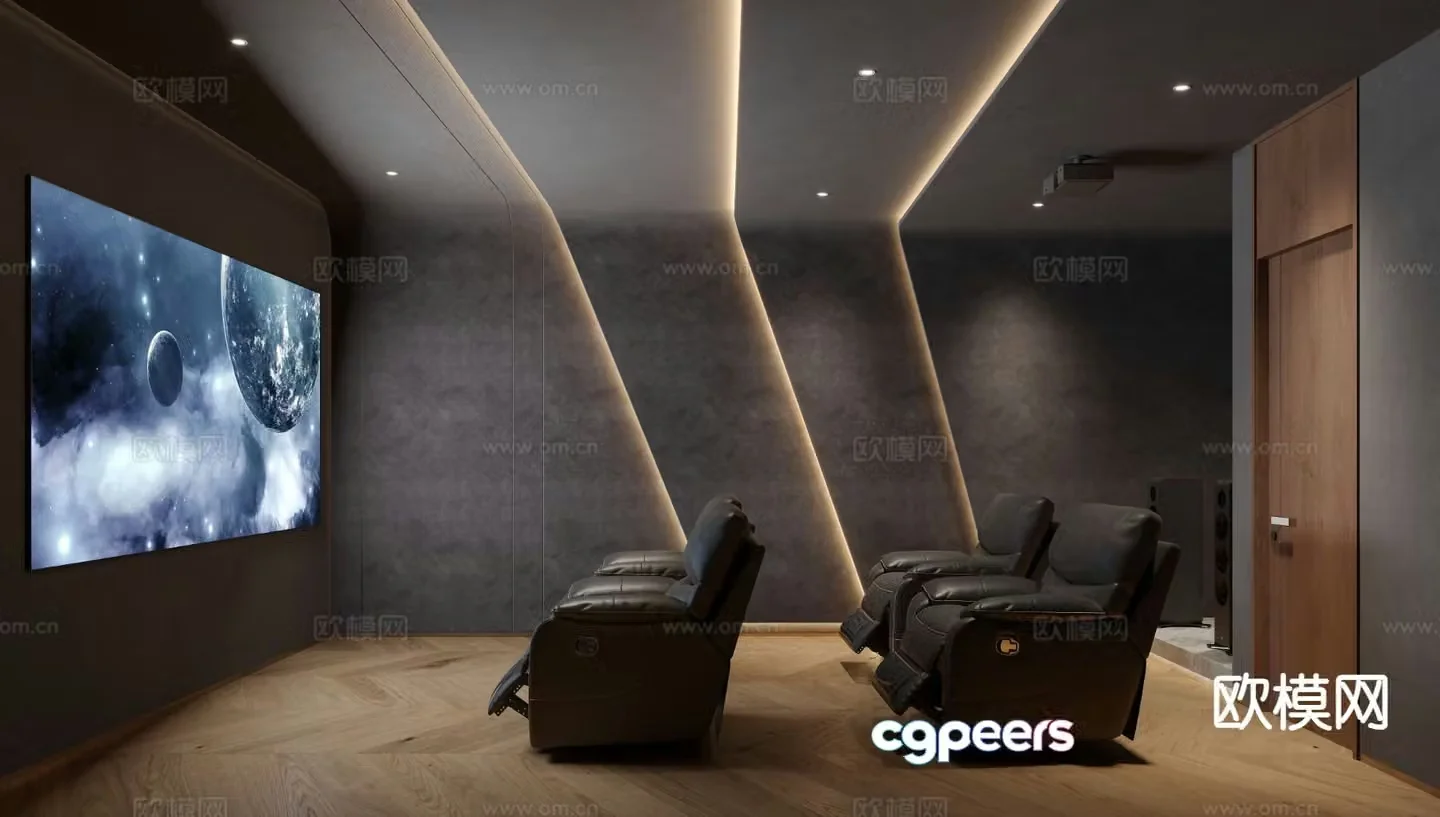 Modern audio-visual room 3d model