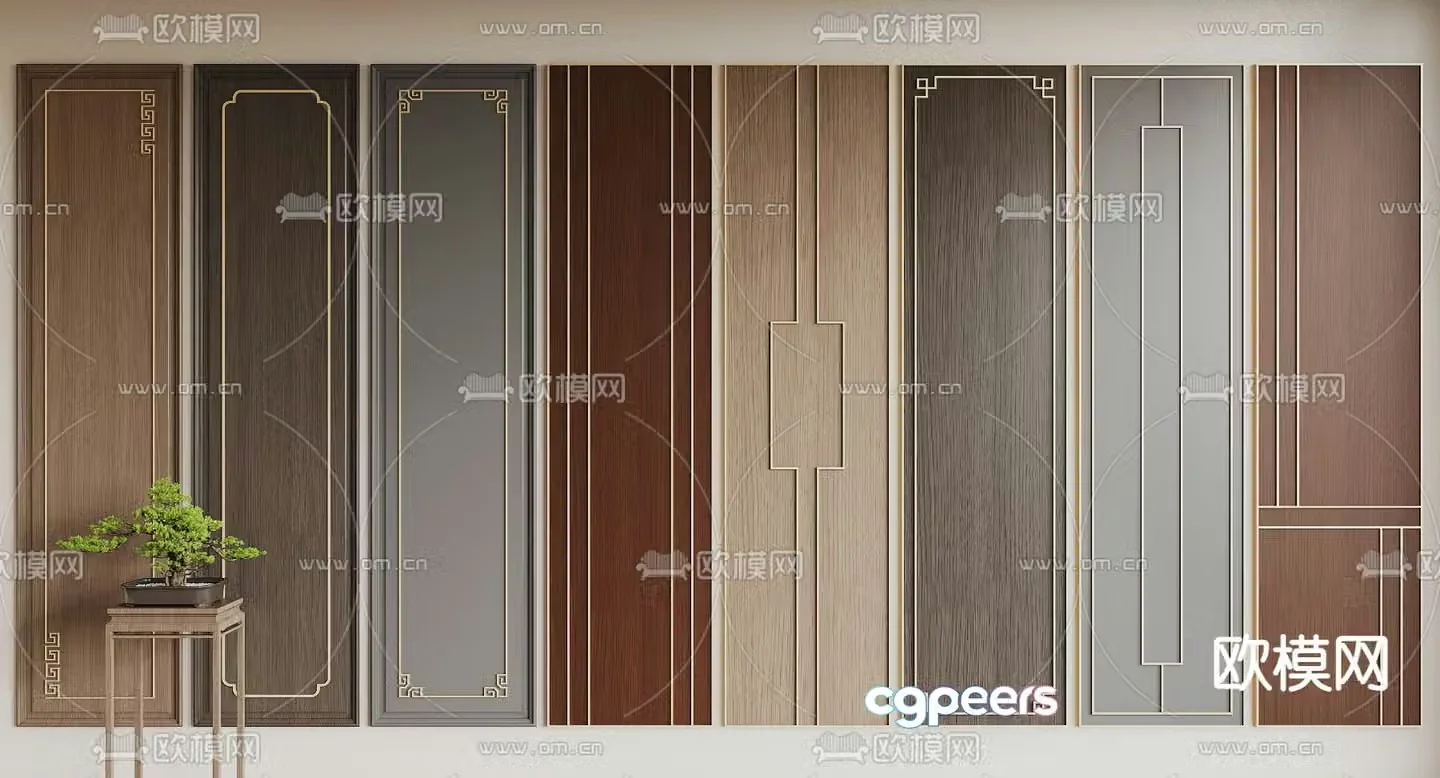 New Chinese style wall panel wall panel 3D model