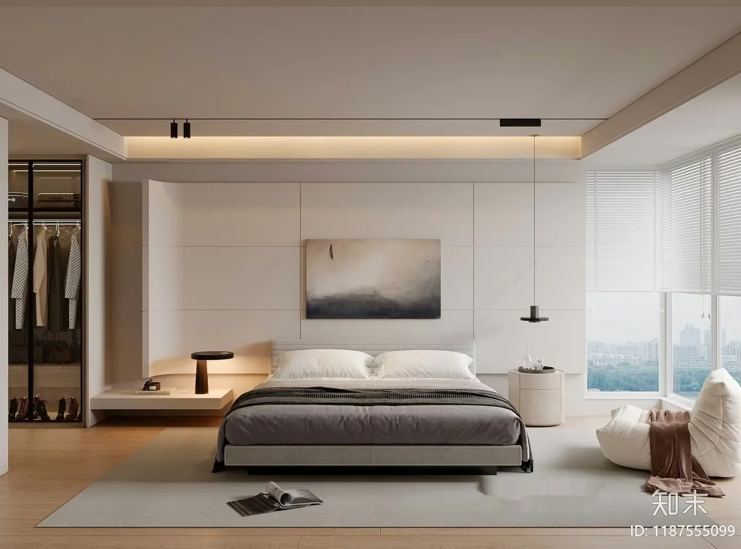 Modern Minimalist Bedroom 3D Model – 15551 – CORONA Render