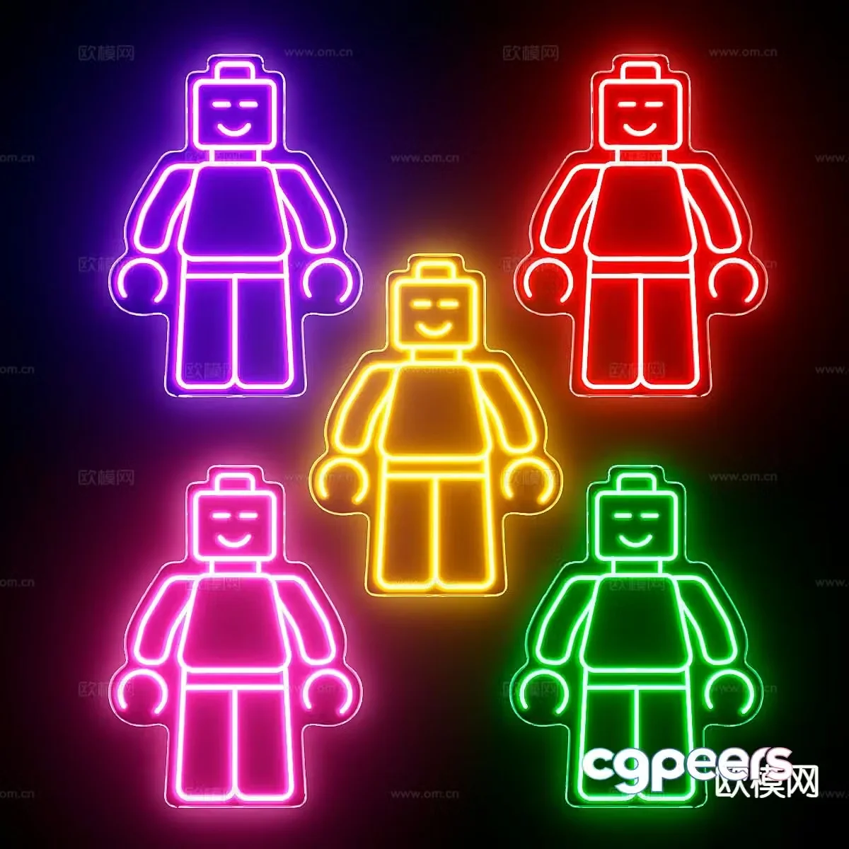 Robot decorative light neon light glowing light 3d model