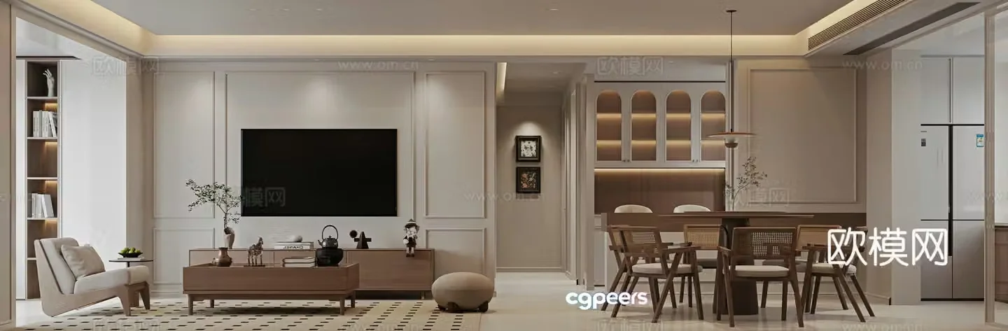 American living room 3d model