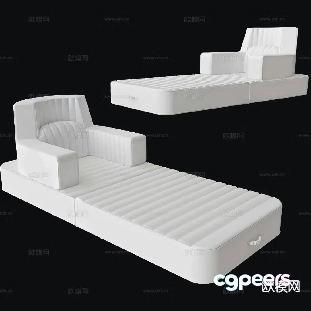 Single bed beach bed 3d model