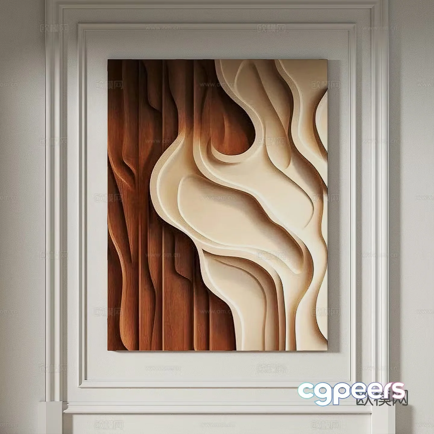 Modern simple texture abstract light luxury wasabi three-dimensional decorative painting 3d model