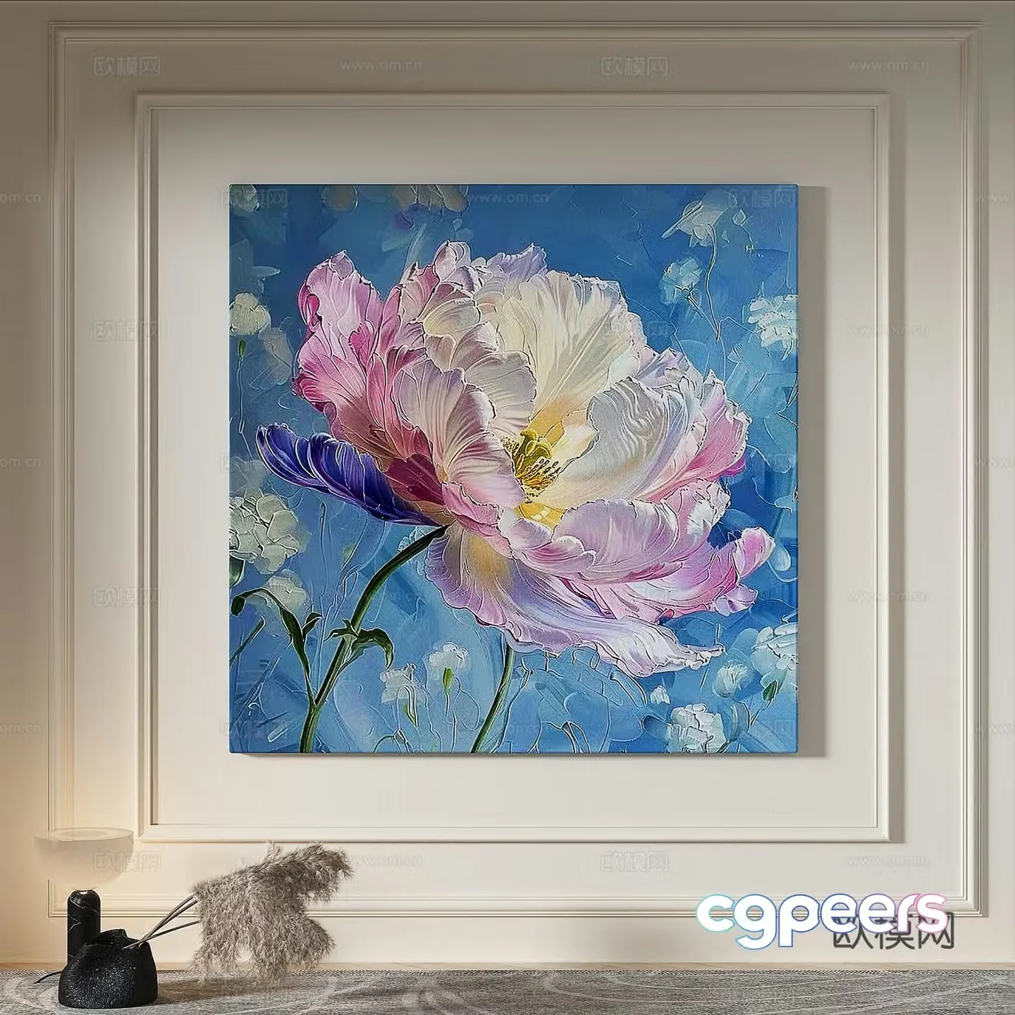 Modern creamy style simple texture abstract light luxury wasabi three-dimensional decorative painting 3d model
