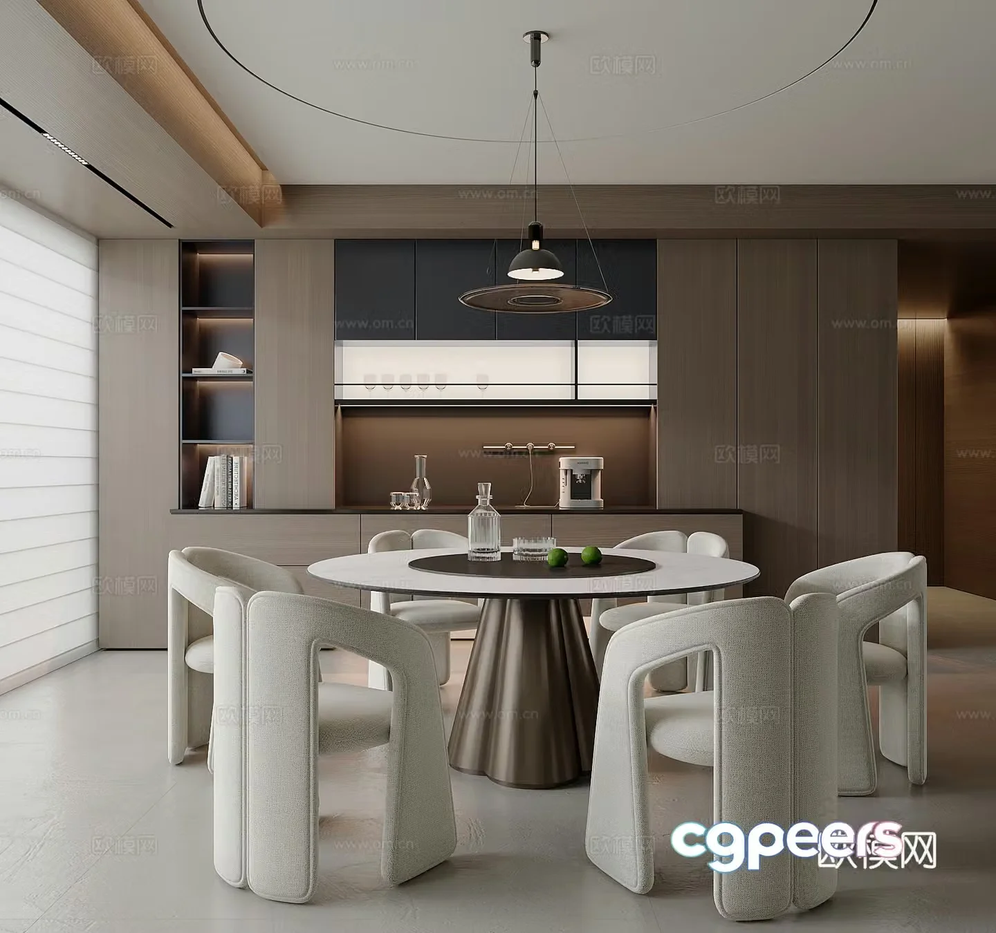 Italian restaurant Italian dining table and chairs Restaurant Round dining table 3D model