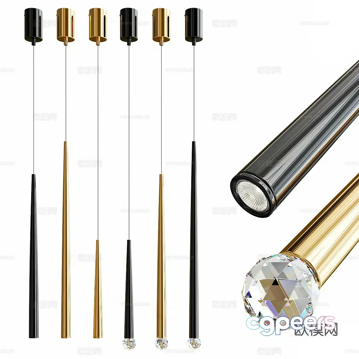 Modern metal chandeliers 3d model