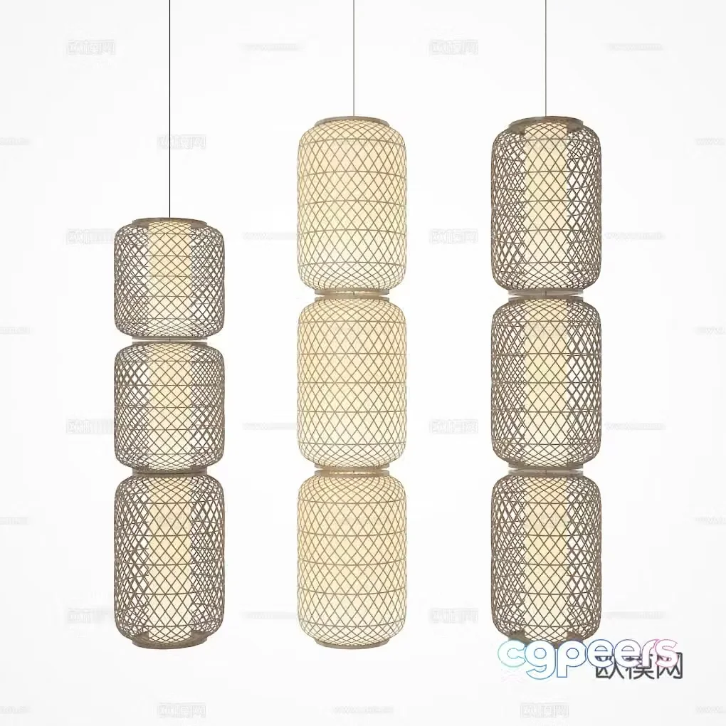 3D model of rattan chandelier