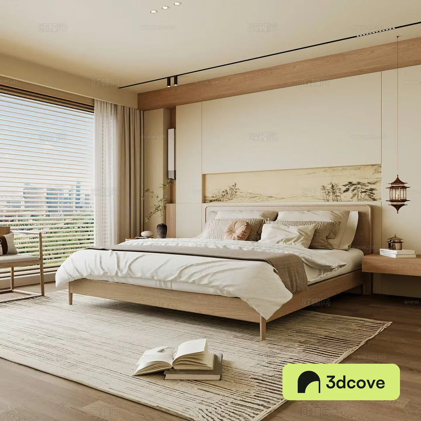 New Chinese style home bedroom Song family aesthetic bedroom Song style bedroom New Chinese style double bed New Chinese