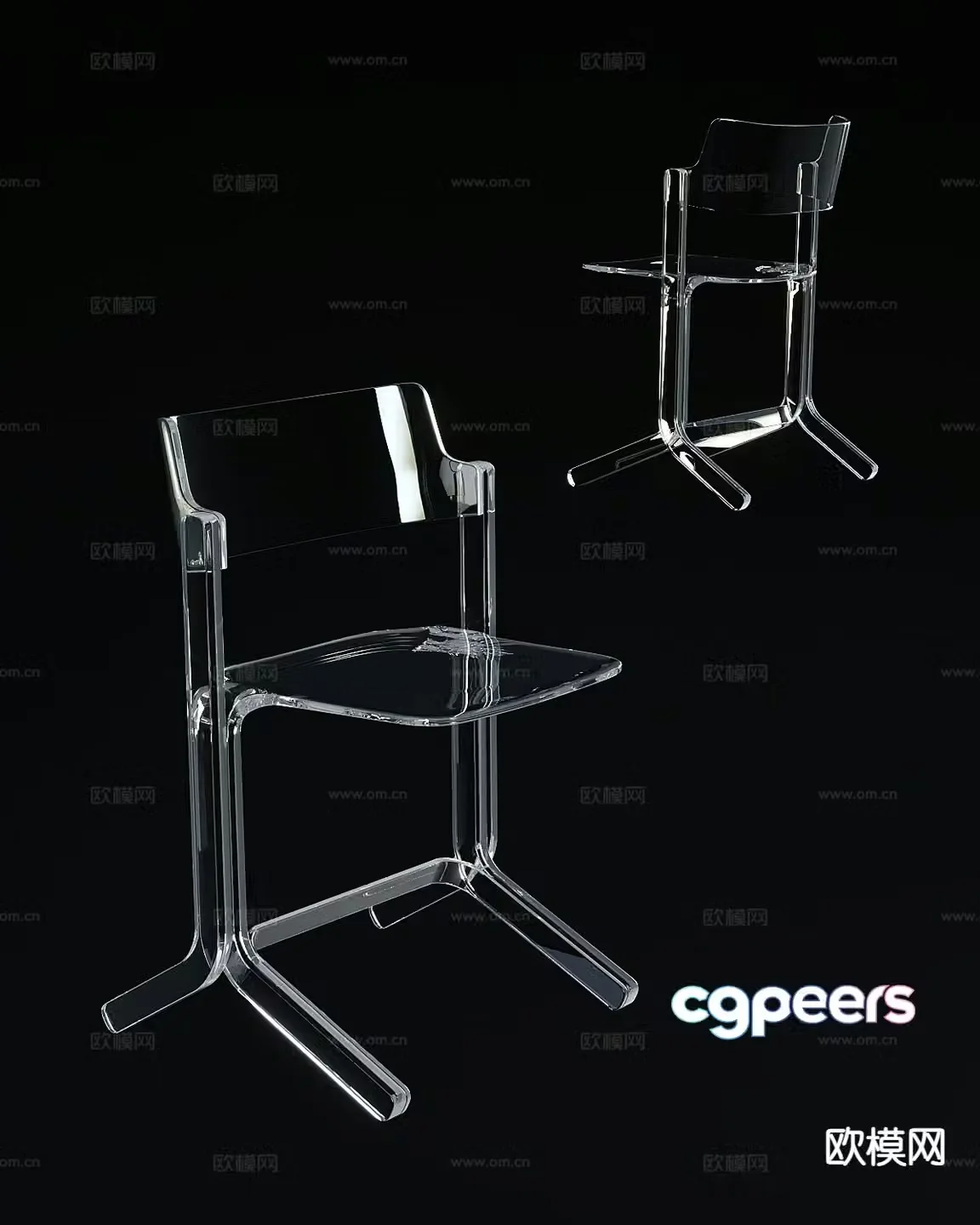 Acrylic chair single chair 3d model
