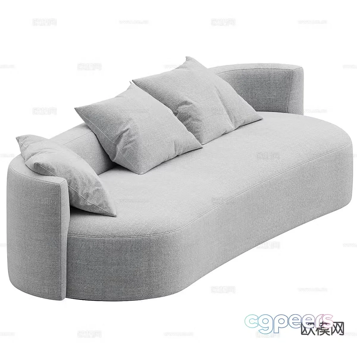 Multi-person sofa fabric sofa 3d model