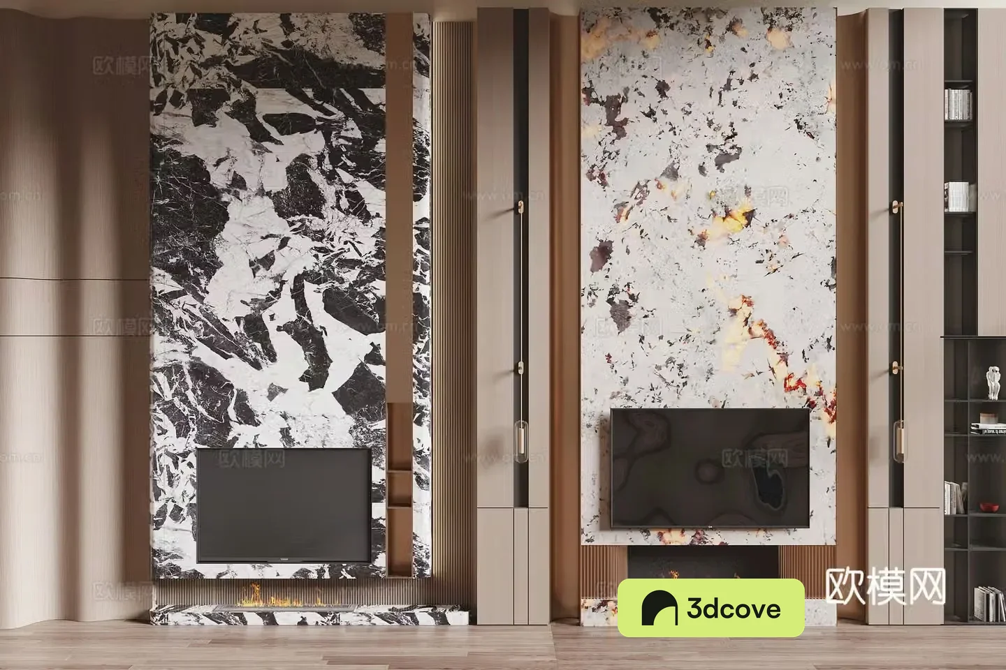 Modern villa TV background wall