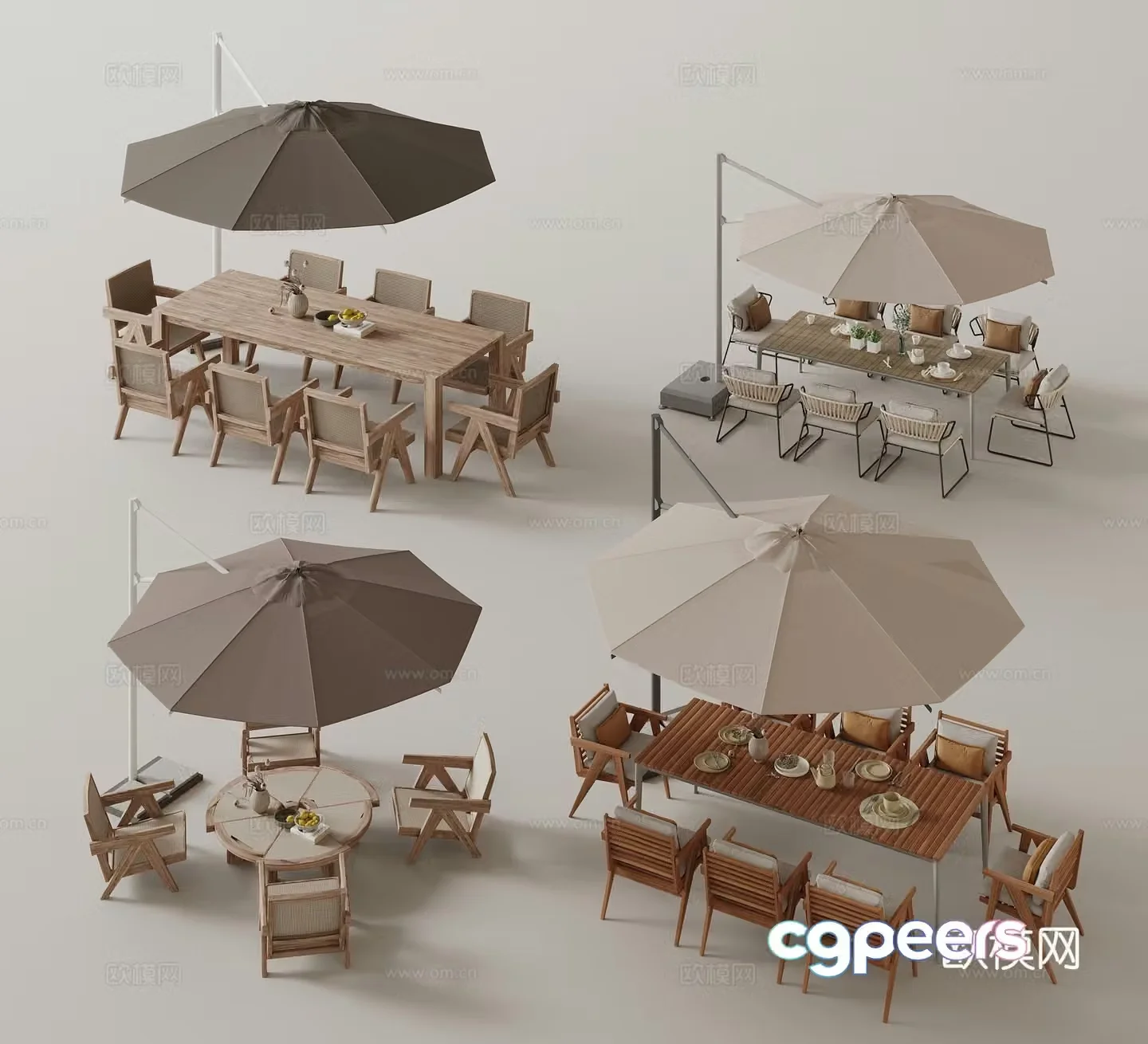 Modern outdoor table and chairs 3d model