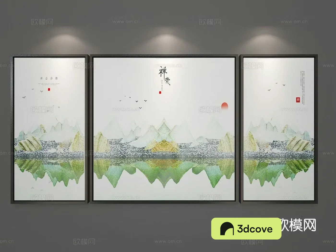 New Chinese style decorative painting combination painting Zen hanging painting