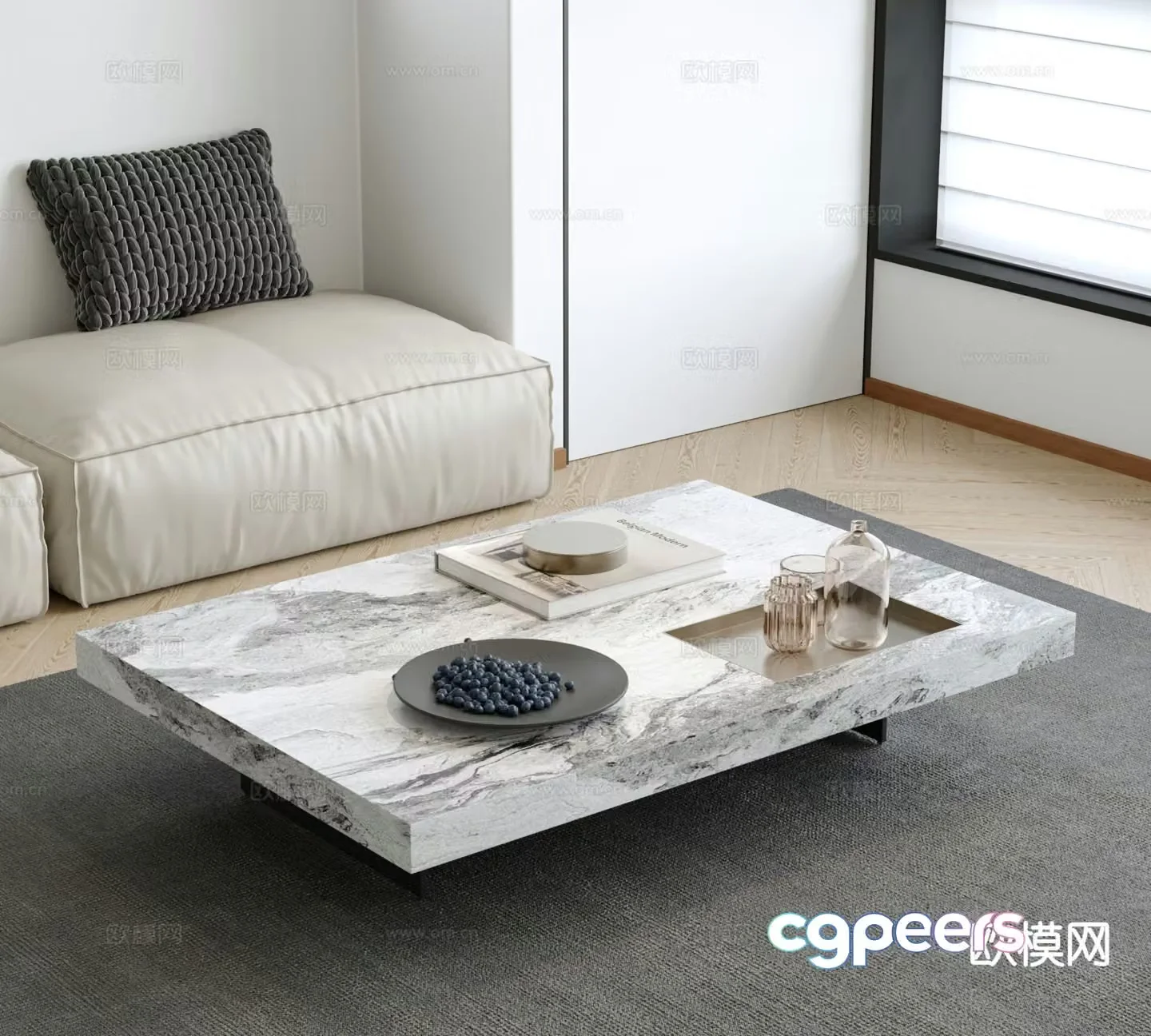 Light luxury coffee table Slate coffee table 3D model