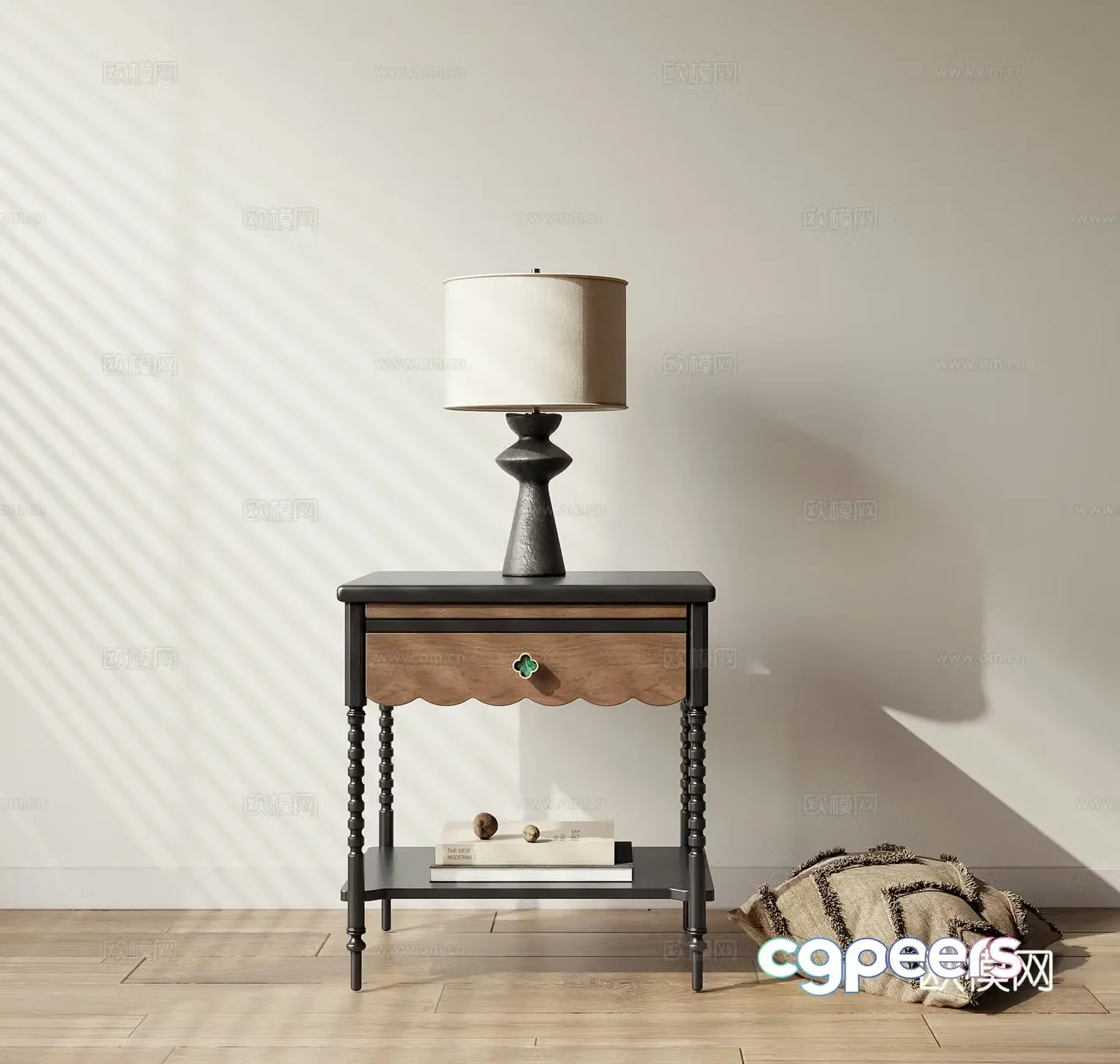Medieval style bedside table 3d model
