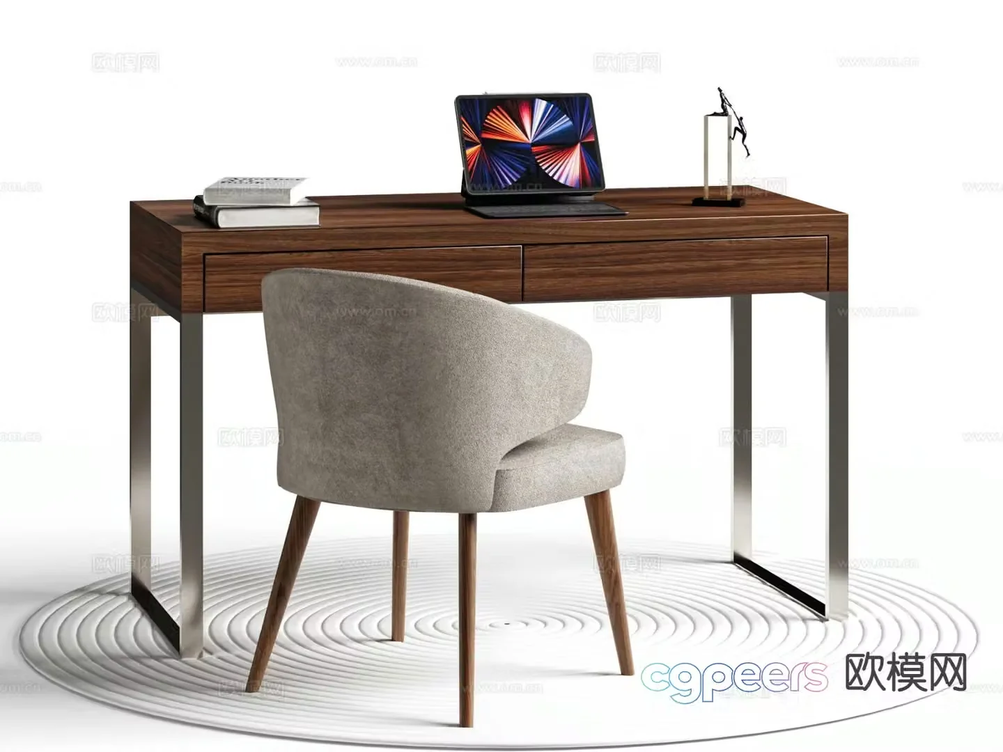 New Chinese style desk and chair 3d model