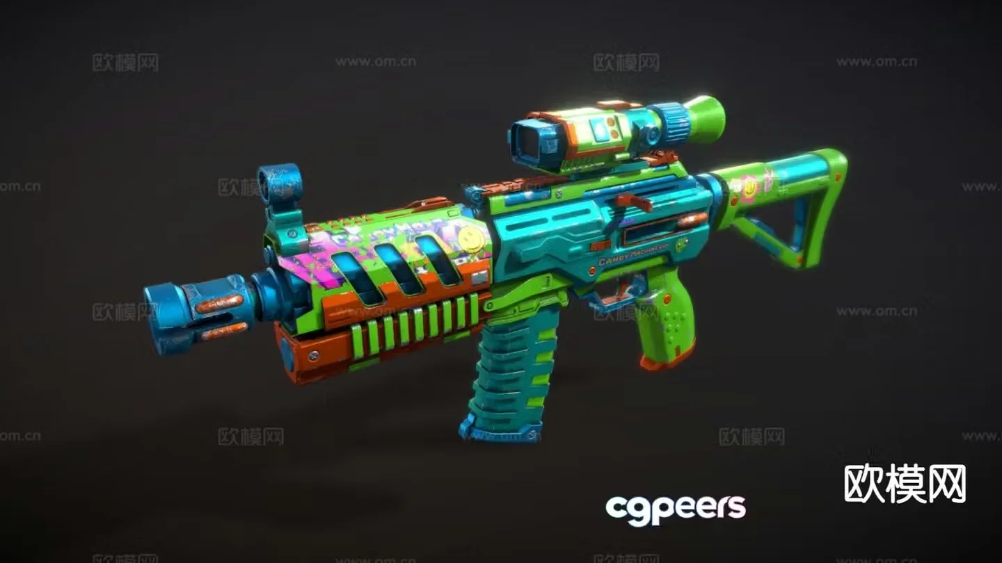 candy machine gun toy 3d model