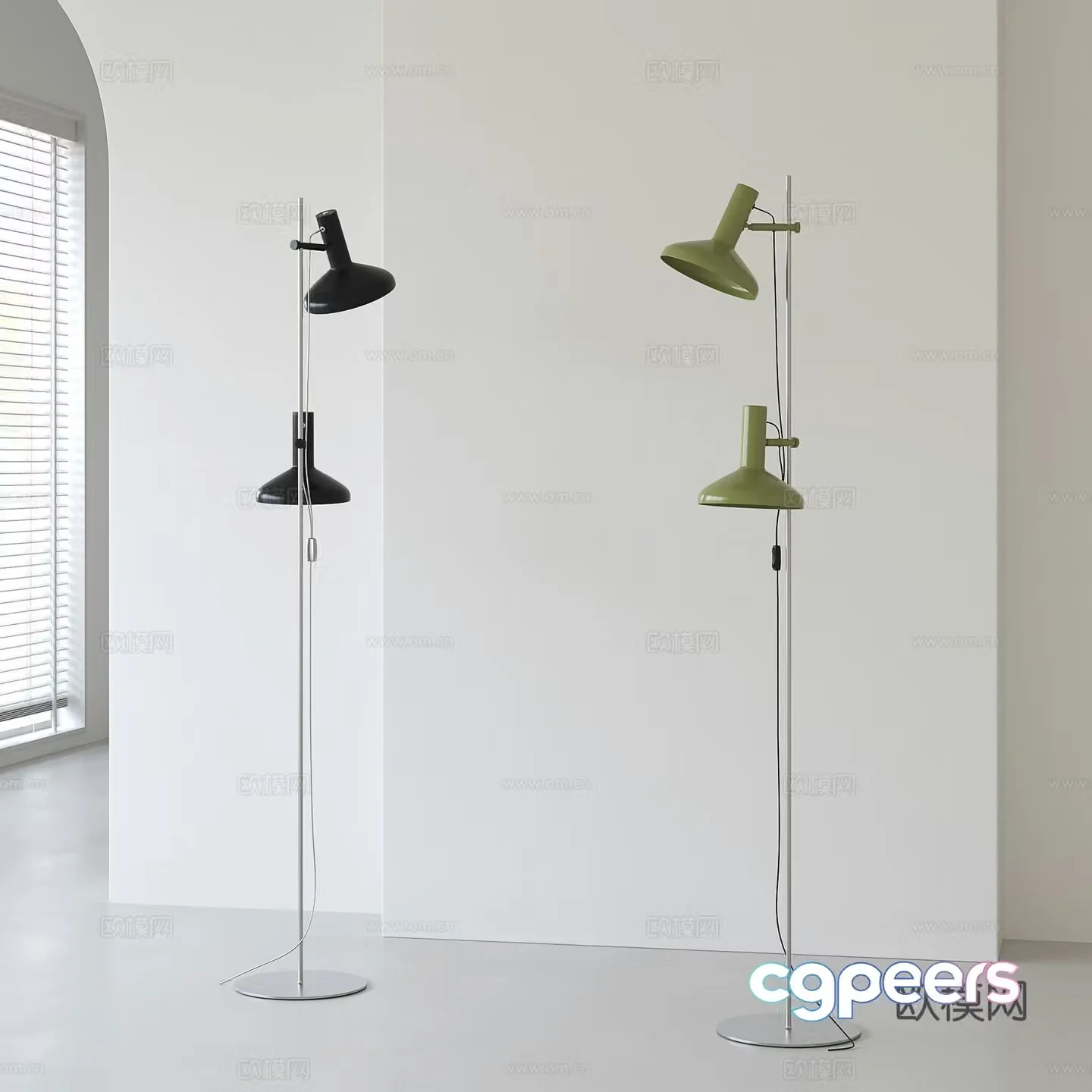 Modern metal floor lamp 3d model