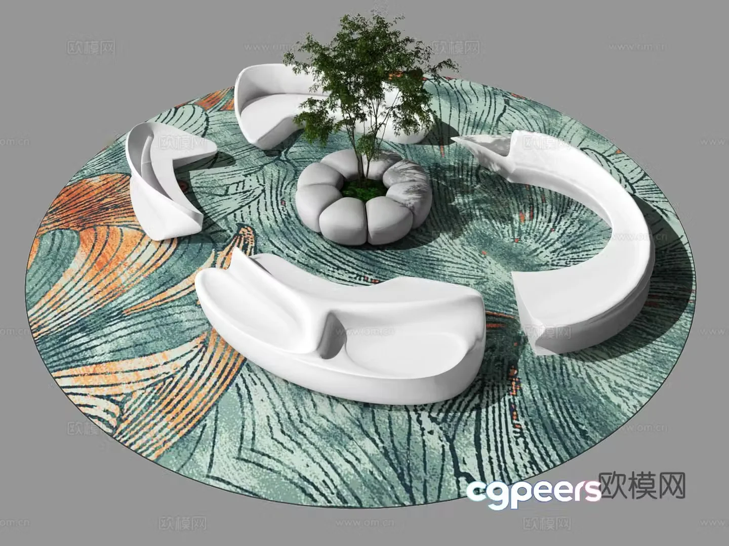 3D model of special sofa seat in public area