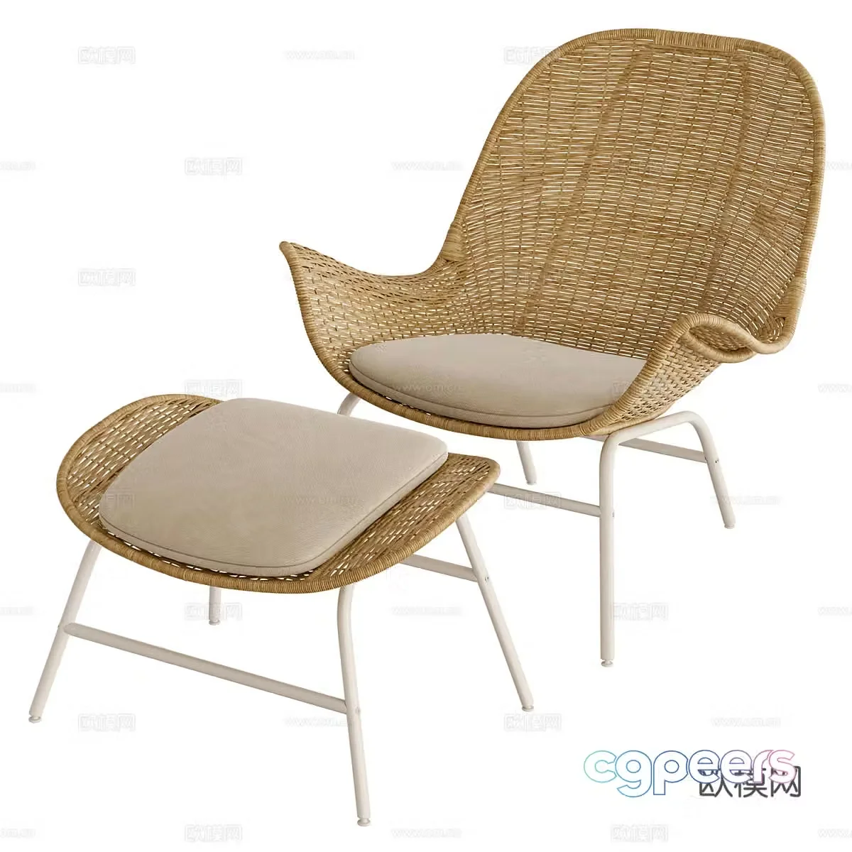Modern Italian rattan leisure chair 3d model