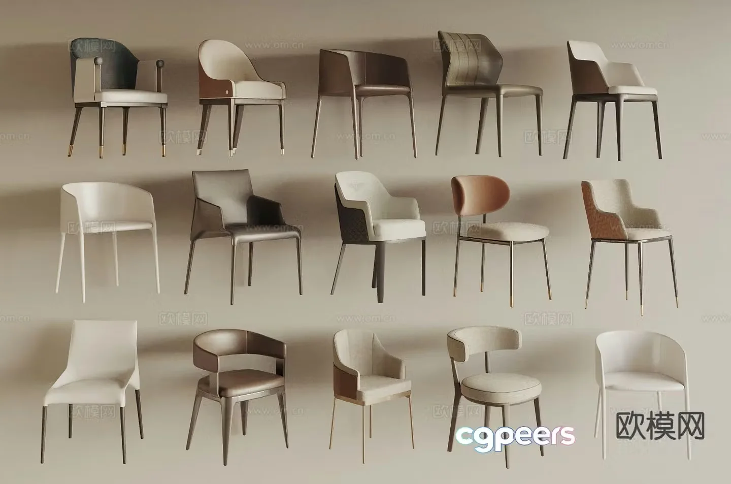Modern dining chair single chair chair 3d model