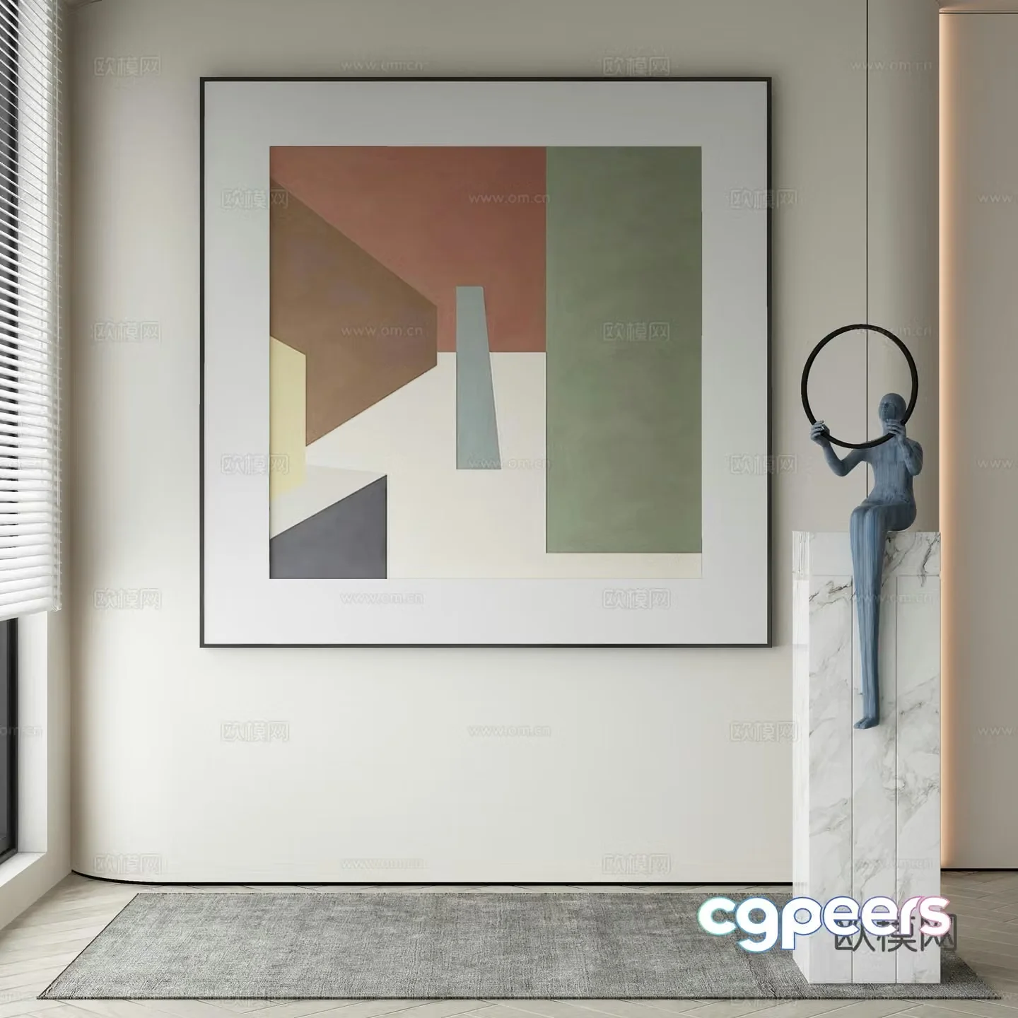 Modern Wasabi abstract painting 3d model