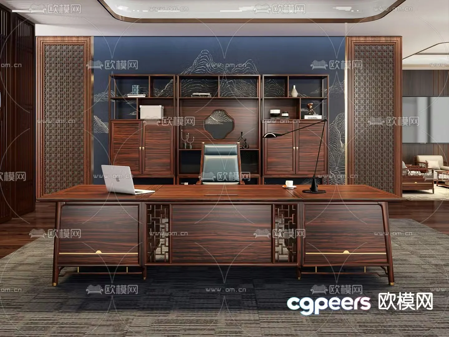 Chinese style office desk executive desk boss desk 3D model