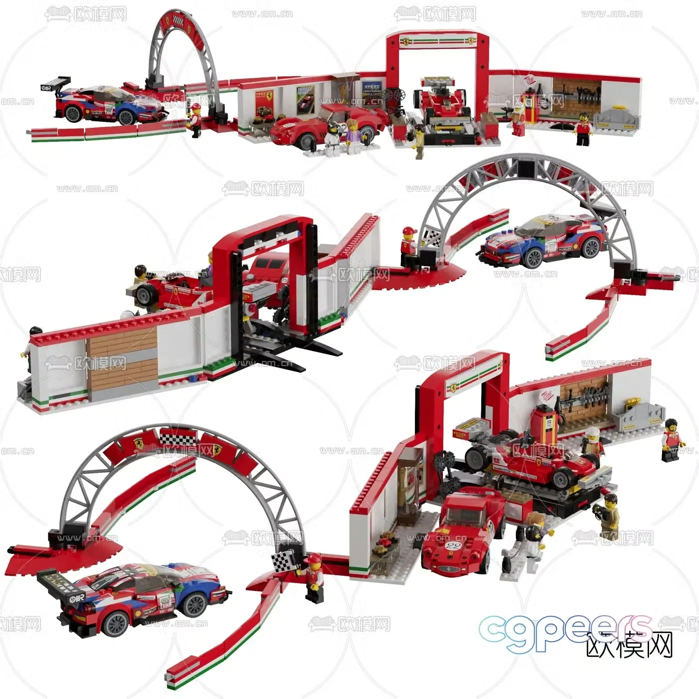 Modern Ferrari Experience Center building block toy 3d model