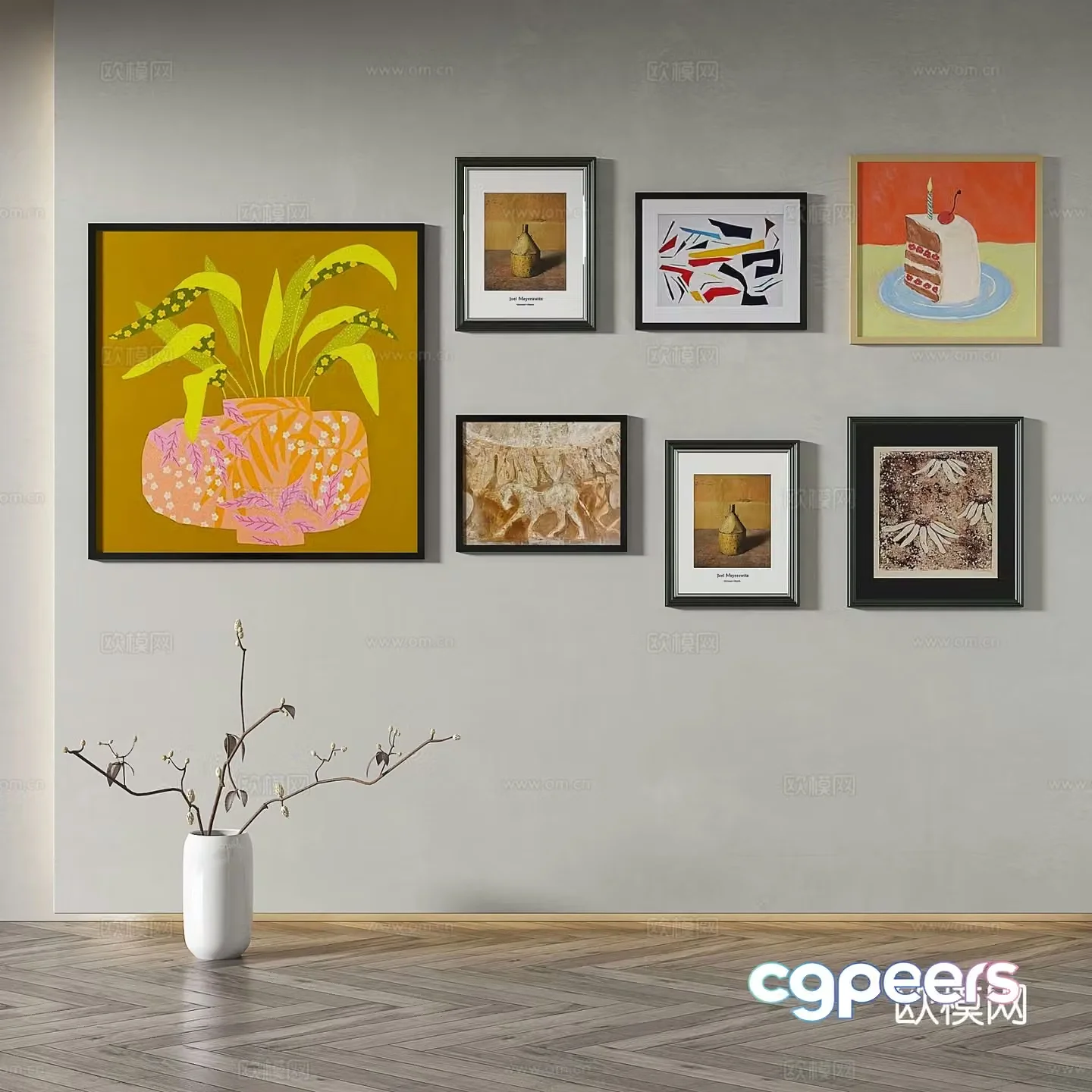 Modern retro painting abstract painting decorative painting 3d model