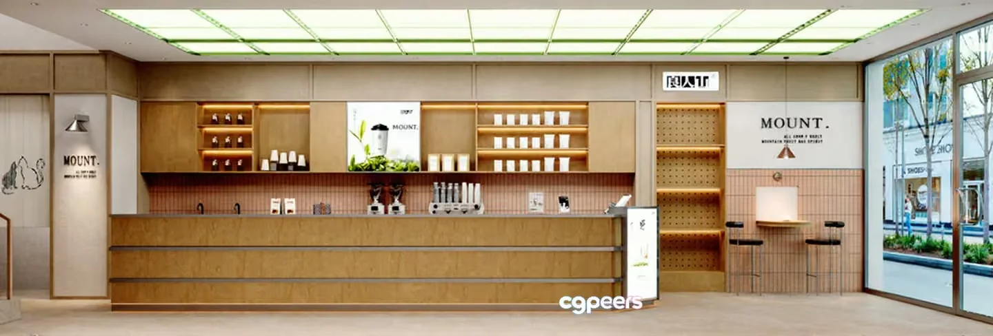 Modern Coffee Shop 3D Model – 3879 – VRAY Render