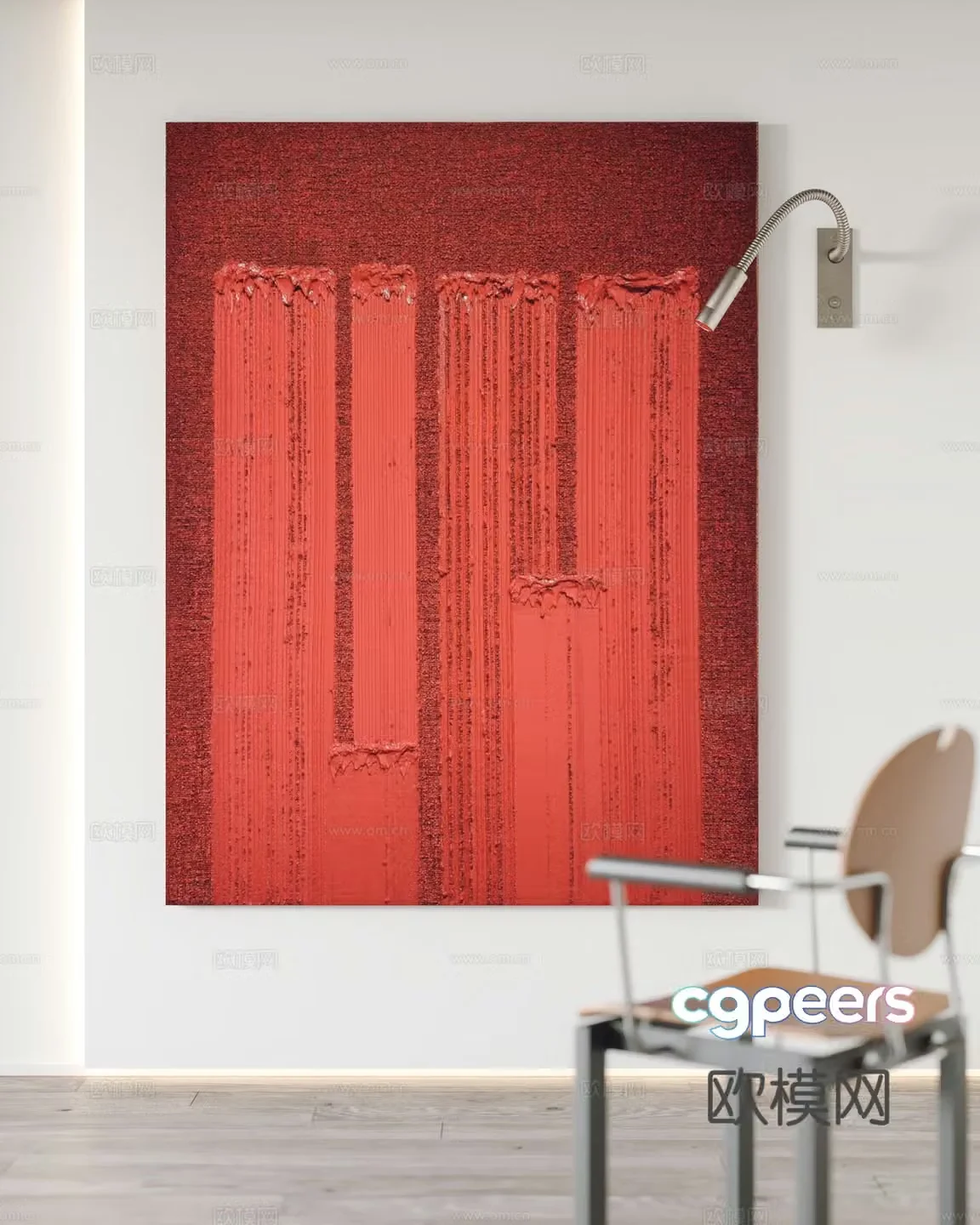 Modern hanging paintings decorative paintings single chairs chandeliers 3d model