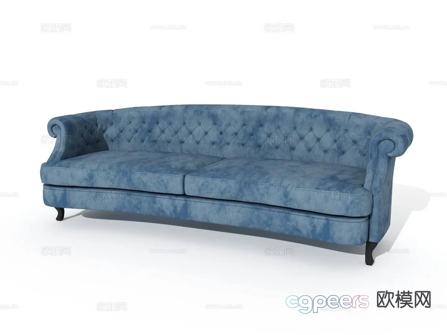 Simple European double sofa 3d model