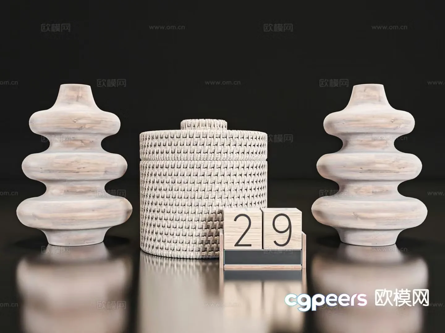 Wabi-sabi ornaments vase crafts 3D model