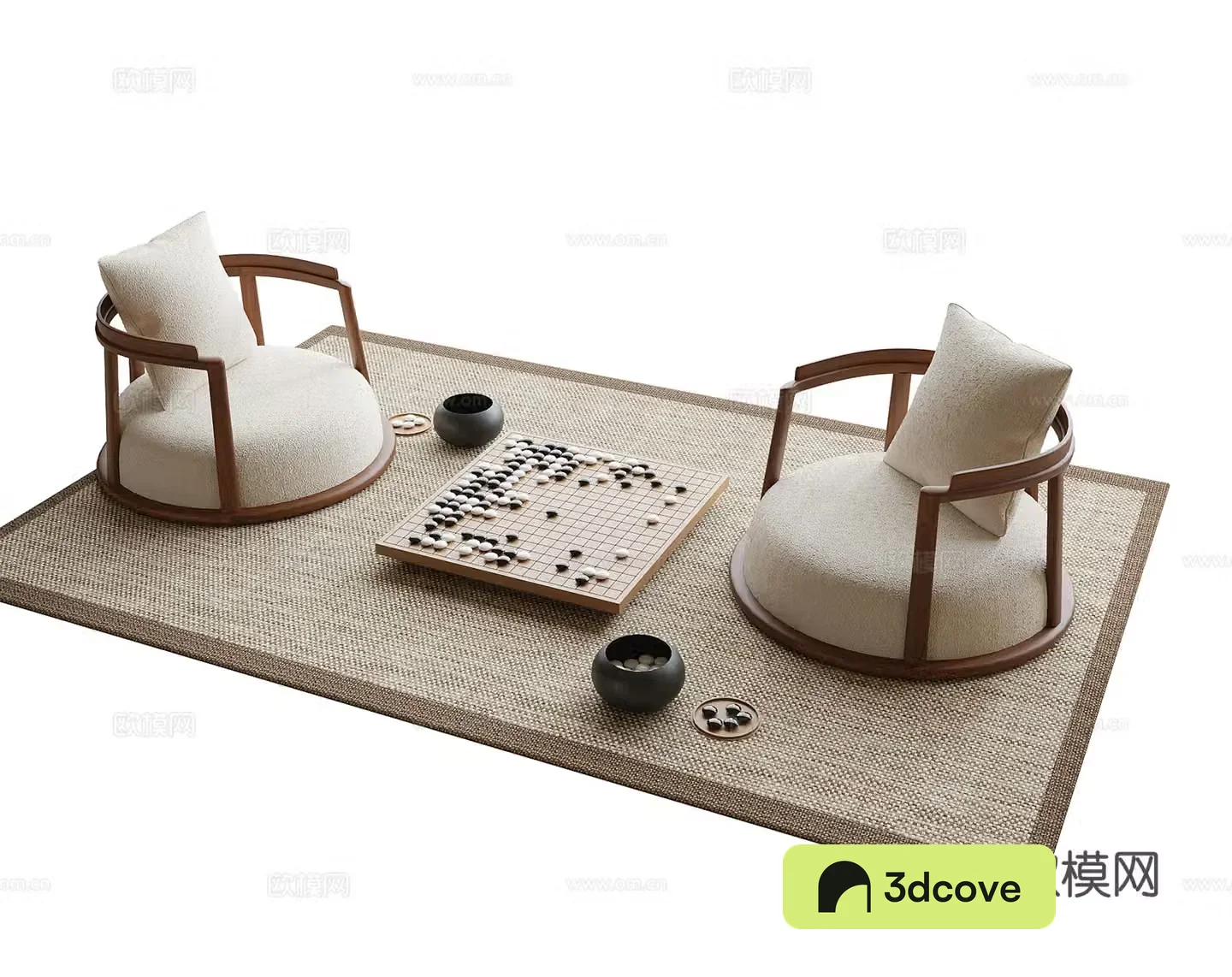 Modern balcony leisure table and chairs chess board carpet tea chair