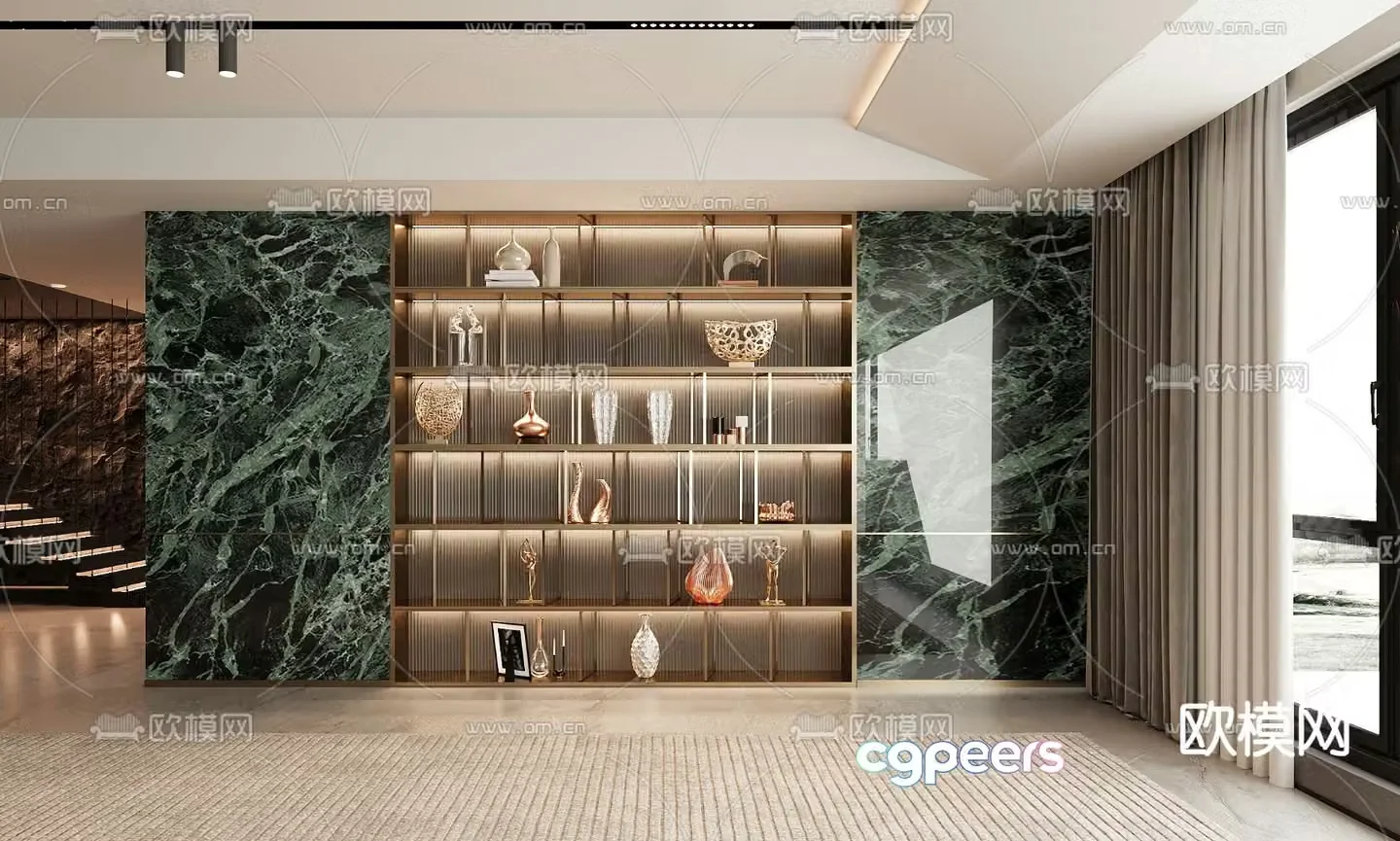 Light luxury decorative cabinet shelf 3D model