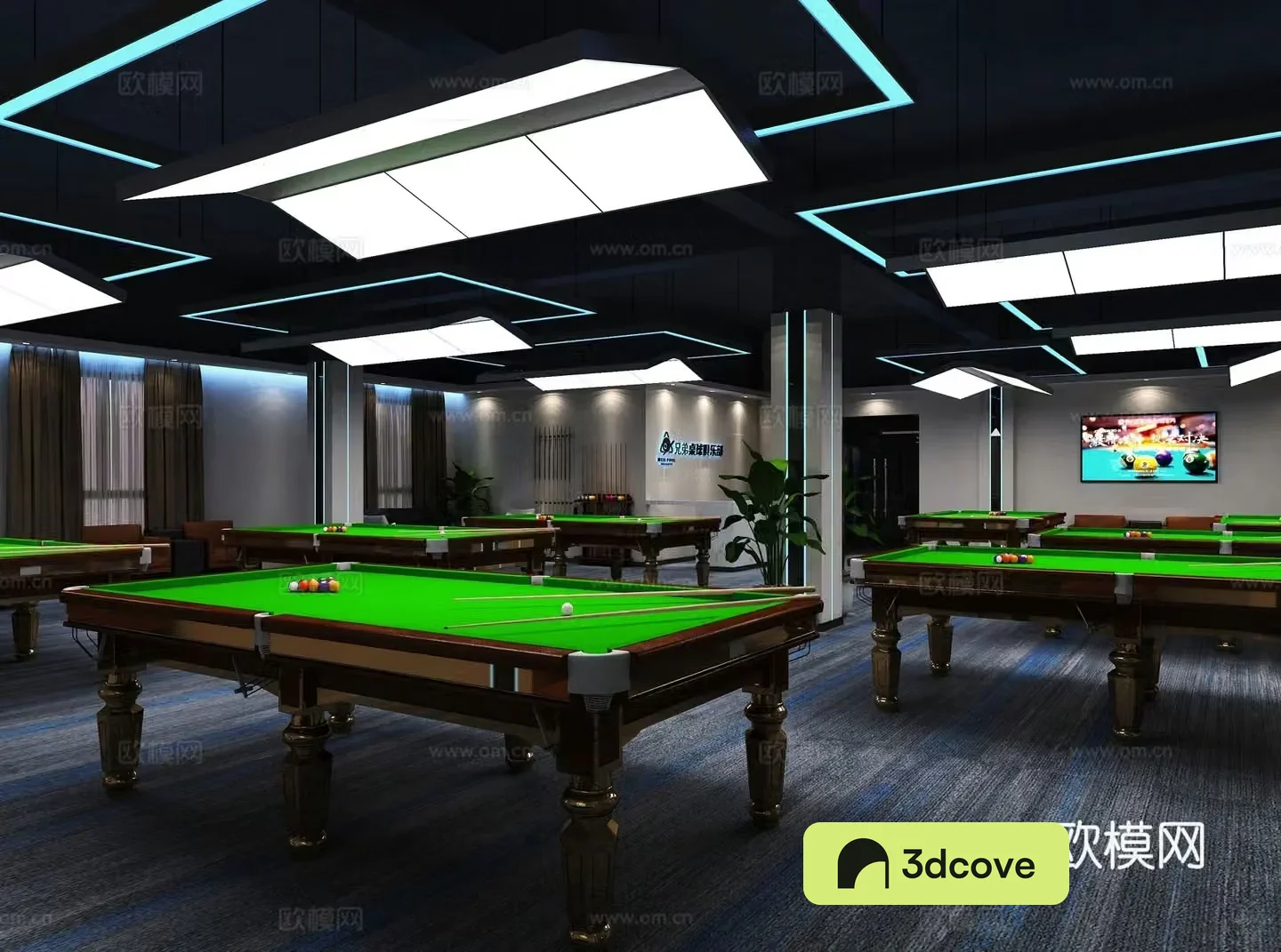 Industrial style billiards room