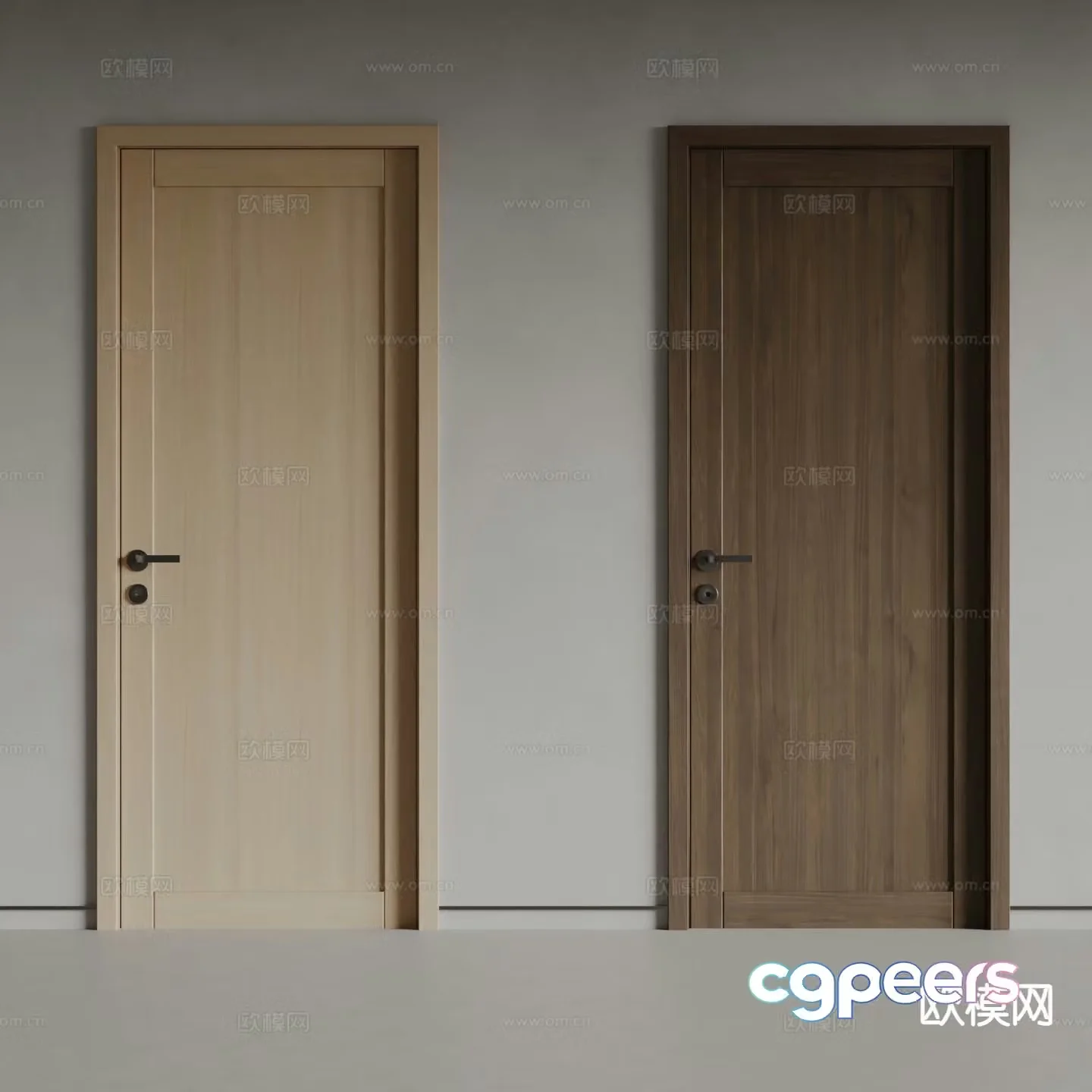Idea modern solid wood door single door room door 3d model